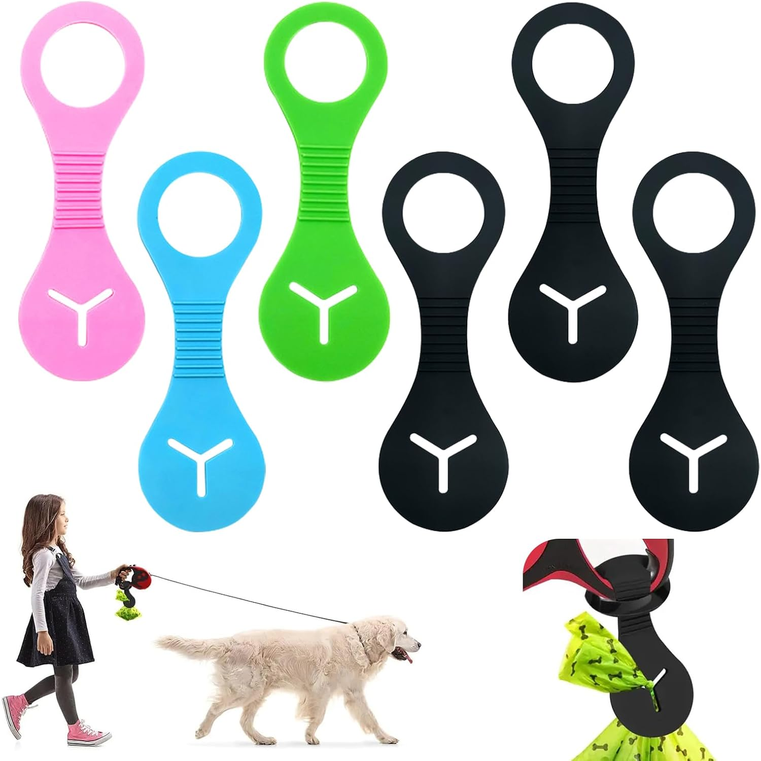 KASESSS Pack of 6 Silicone Waste Bag Holder, Dog Waste Bag Holder for Lead, Flexible Dog Waste Bag Clips for Dog Walks, Waste Bag Dispenser with Non-Slip Strips, Dog Waste Bag Dispenser image number 3