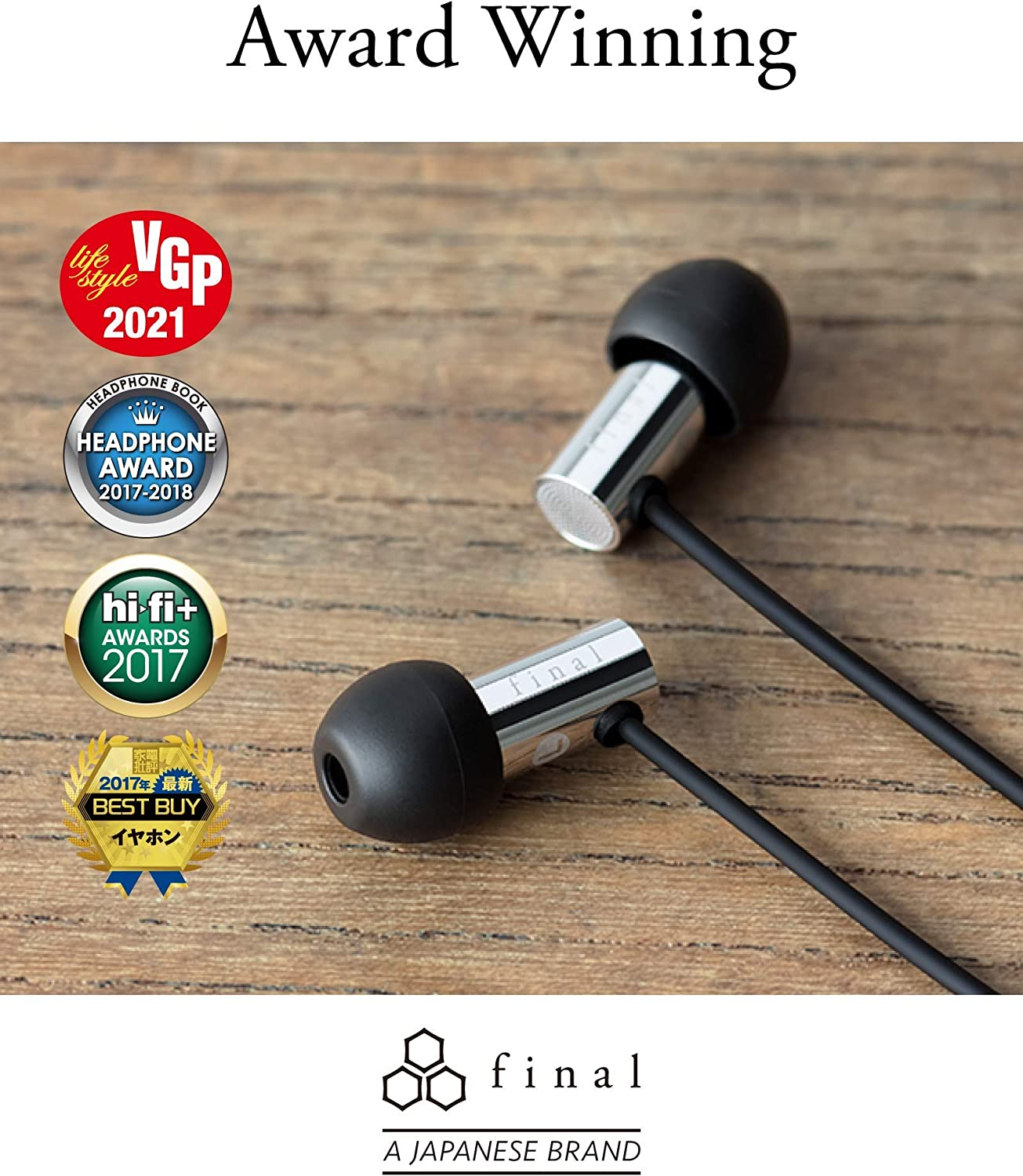 Final E3000 in Ear Isolating Earphones, 6.4Mm Dynamic Driver, High-Resolution, Stainless Steel Housing, Swing-Fit Eartips - Stainless Steel image number 3