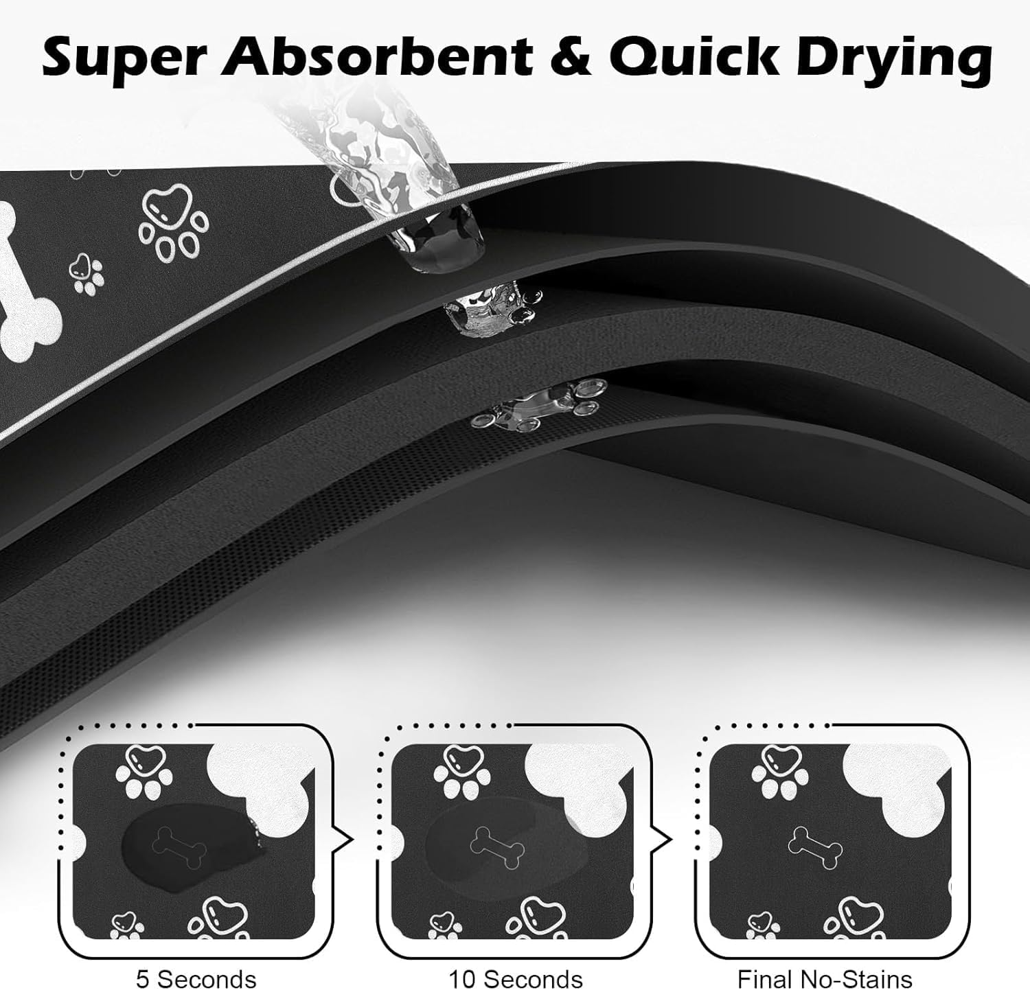 Caiyloxn Dog and Cat Bowl Mat 50 X 30 Cm Non-Slip Feeding Mat Cat Waterproof Dog Bowl Mat for Pets