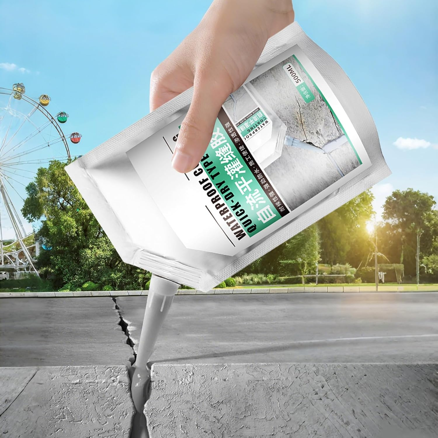 Concrete Crack Repair - 500Ml Sealing Glue for Concrete - Wear-Resistant Quick-Drying Crack Sealing Glue for Exterior Wall Stone Floor Wood Brick image number 2