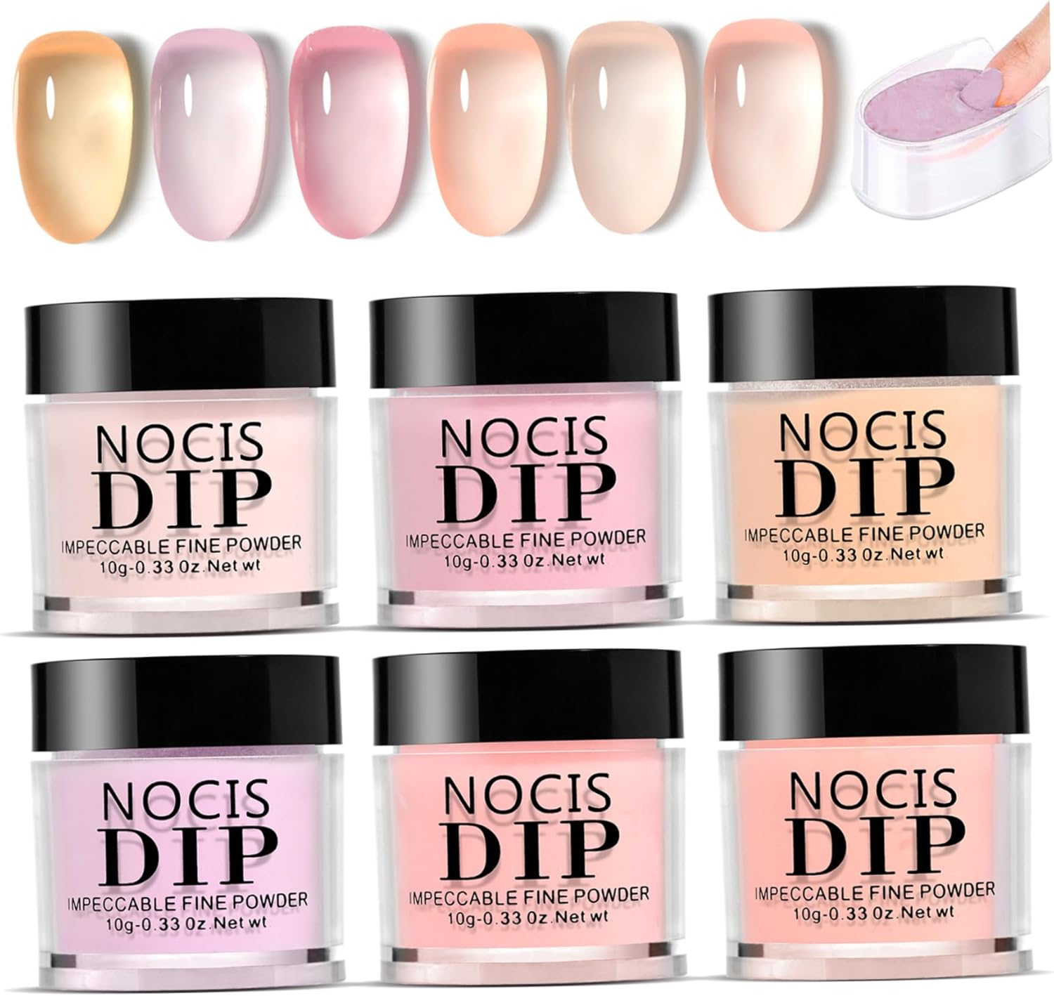 Nail Dip Powder Kit 6 Colors Jelly Translucent Dip Powder Nail Kit Long-Lasting DIY French Manicure Set for Beginner Home Salon image number 6