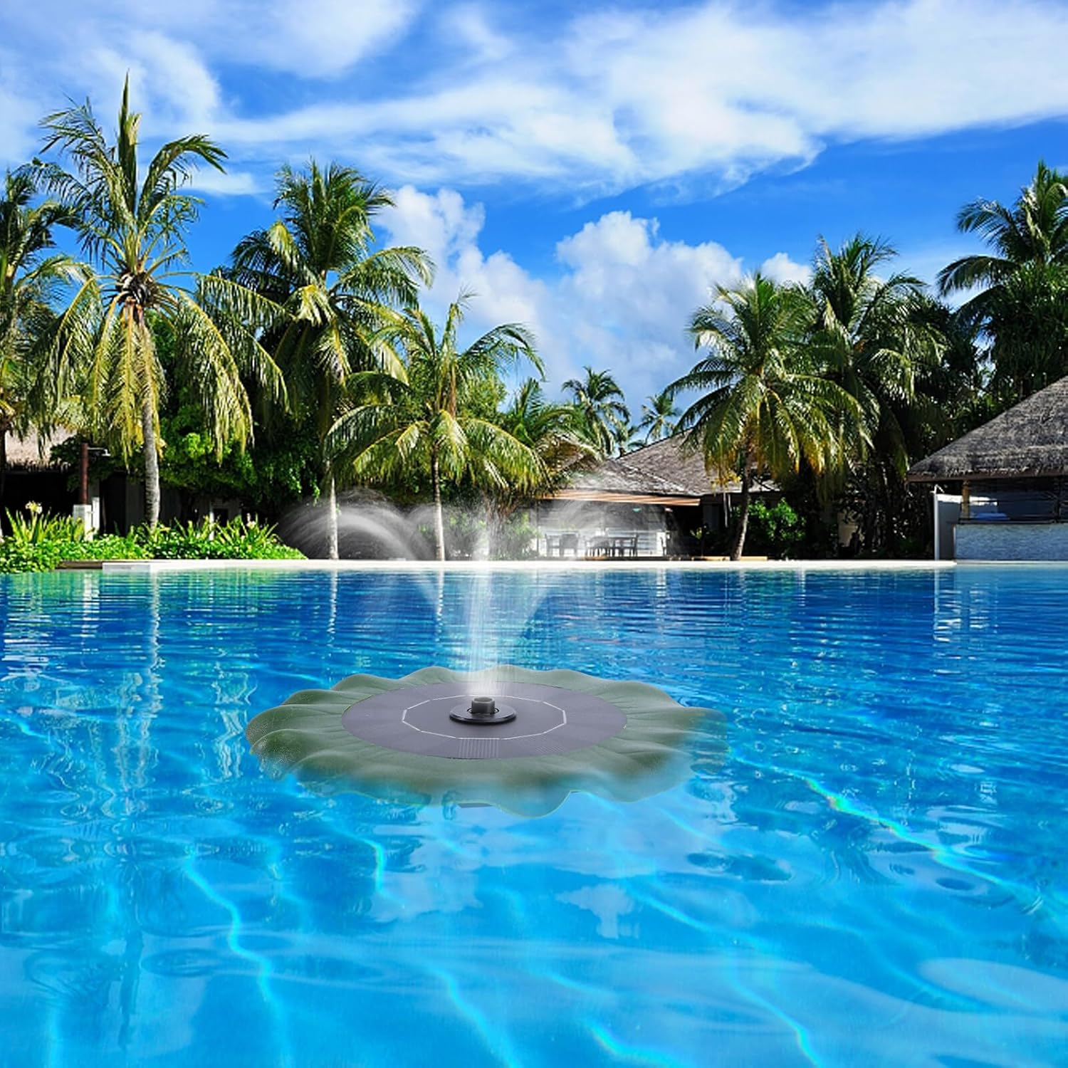 Lotus Leaf Shape Floating Solar Fountain Water Pump DC Brushless Solar Panel Pump for Garden Pond Outdoor Pool Decoration AS180 0814B Green image number 2