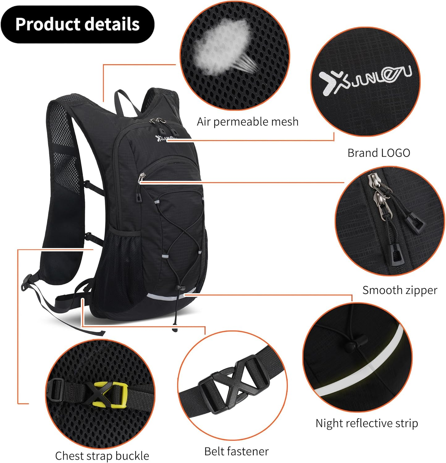 Hydration Backpack, 20L Lightweight Running Vest with 1.5L Water Bag, Cycling & Outdoor Adventures image number 4