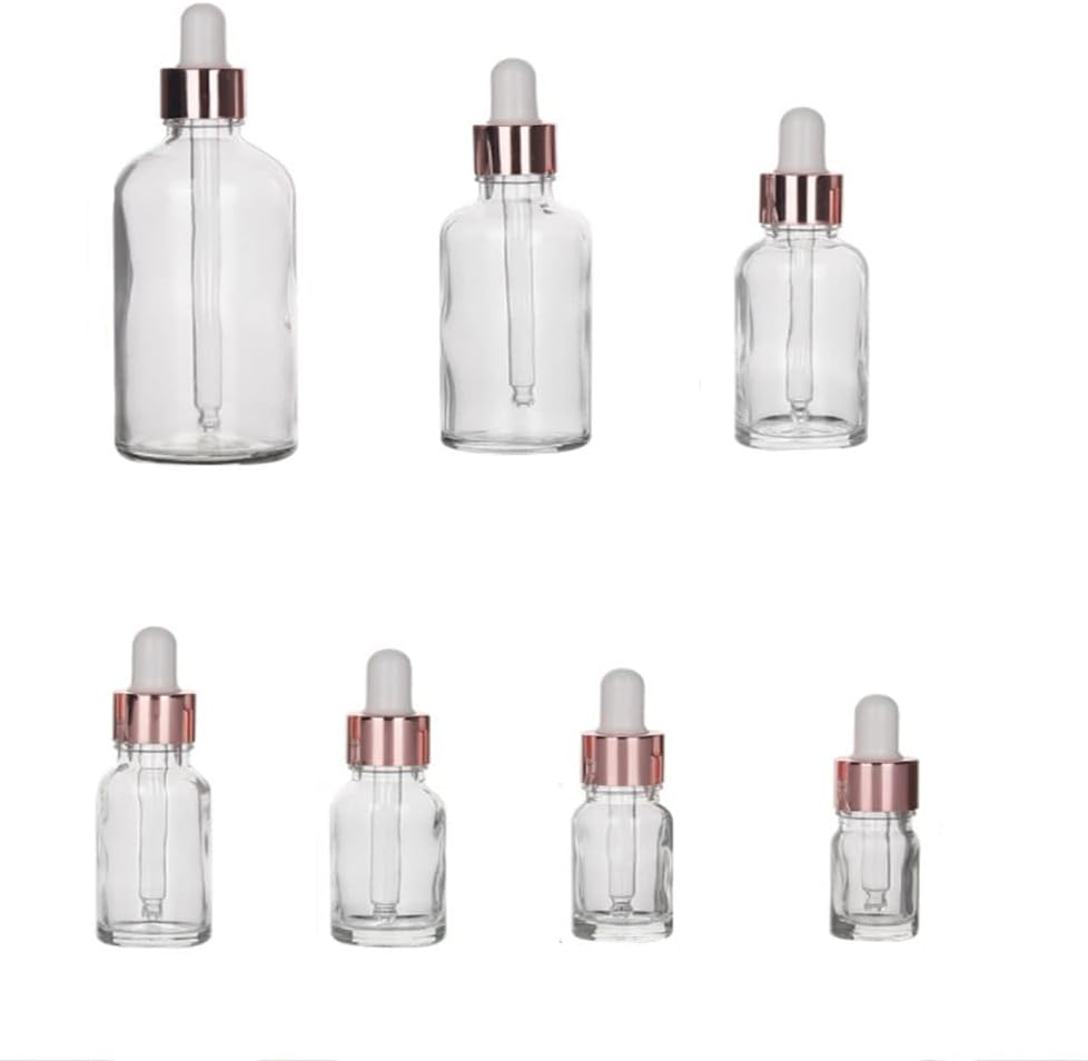 1PCS Transparent Glass Dropper Bottles Aromatherapy Bottles with Rose Gold Cap Reagent Pipettes Bottles,5Ml image number 4