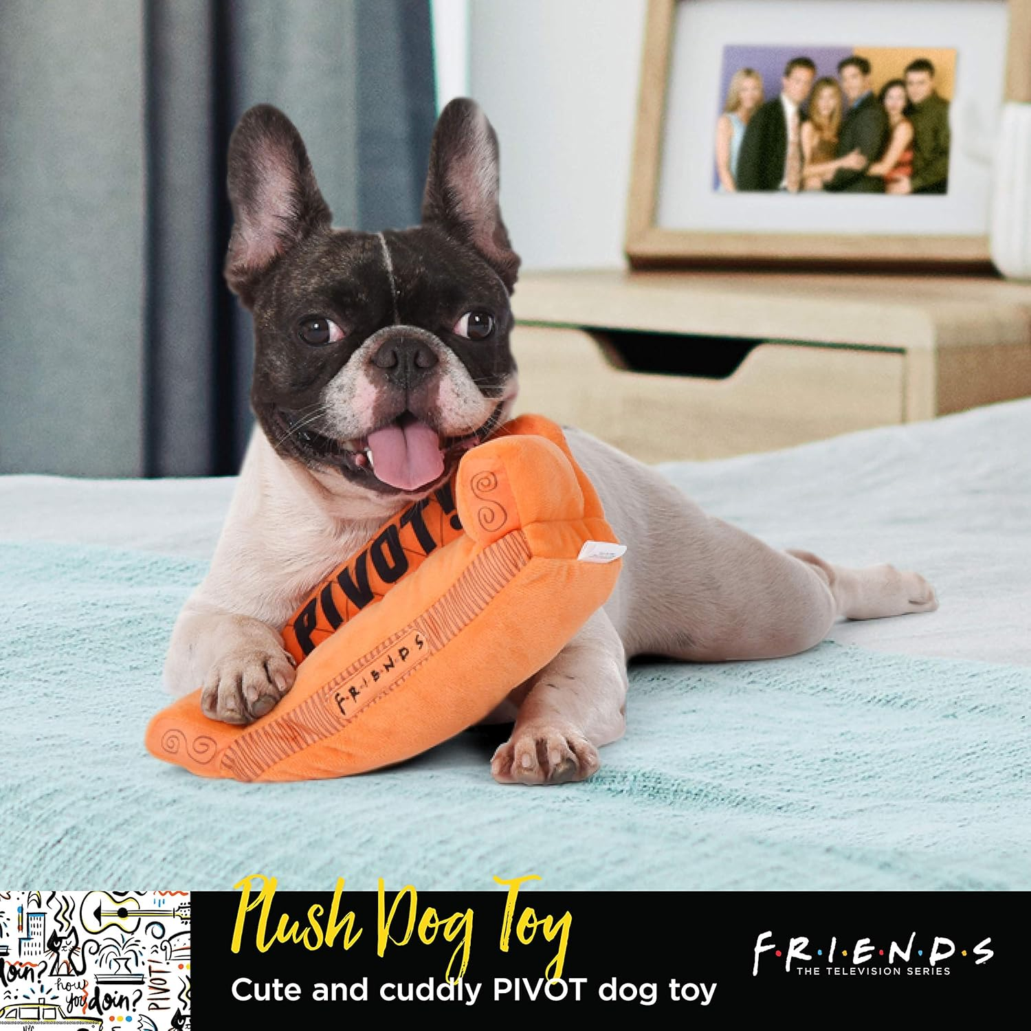 Friends the TV Show Friends Dog Toy, Orange Sofa Pivot Couch from Friends TV Show Stuffed Animal Dog Toy, Friends TV Show Merchandise Plush Dog Toy, 10" (FF13115) image number 2