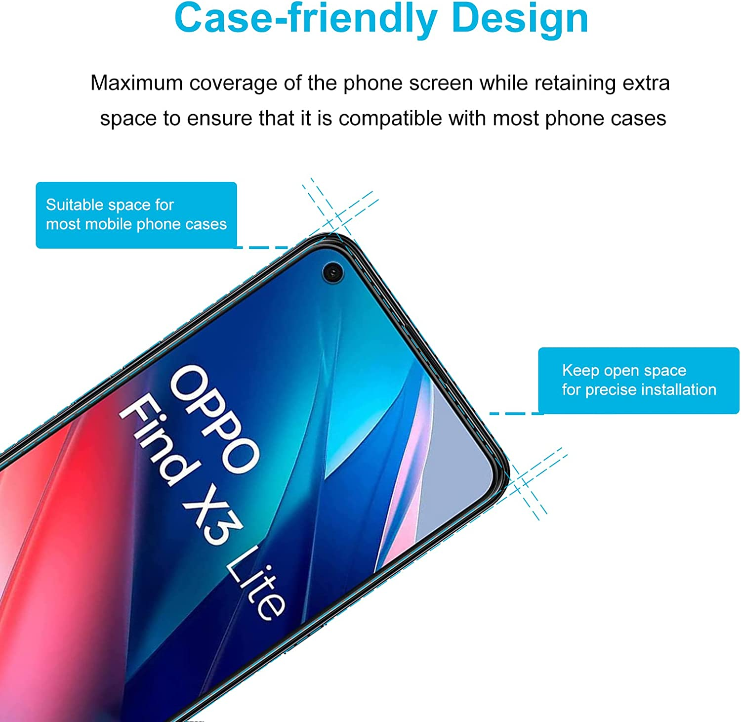 Didisky [3 Pack] Tempered Glass Screen Protector for OPPO Reno 5, Reno 6, Find X3 Lite, anti Scratch, 9H Hardness, No Bubbles, High Definition, Case Friendly, Transparent image number 2
