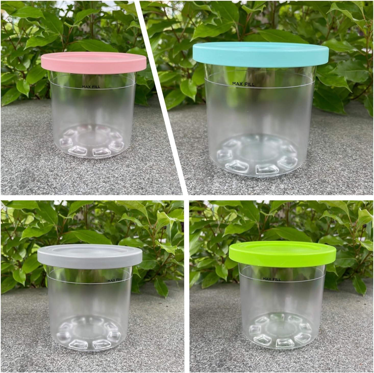 Taicols Containers Replacement for Ninja Creami Pints and Lids, 4 Pcs Ice Cream Tubs for Ninja Creami, Stackable Ice Cream Pints Container Compatible with Nc299Amz/Nc300S Series Ice Cream Maker image number 6