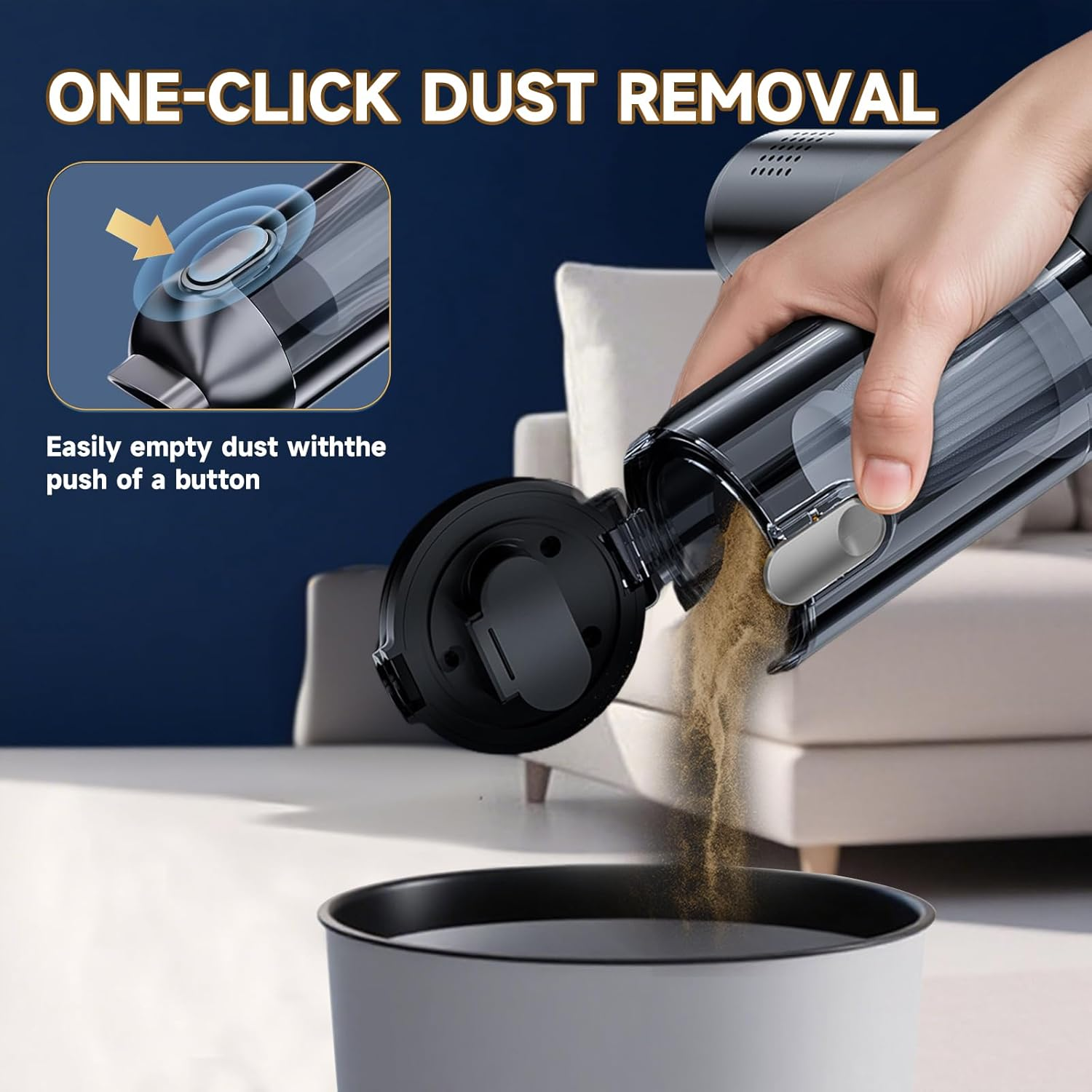 Car Vacuum Cleaner Cordless,23000Pa High Power Mini Vacuum Cleaner,Rechargeable Handheld Vacuum Cleaner,Car Hoovers for Pet Hair, Home, Office, Kitchen image number 6