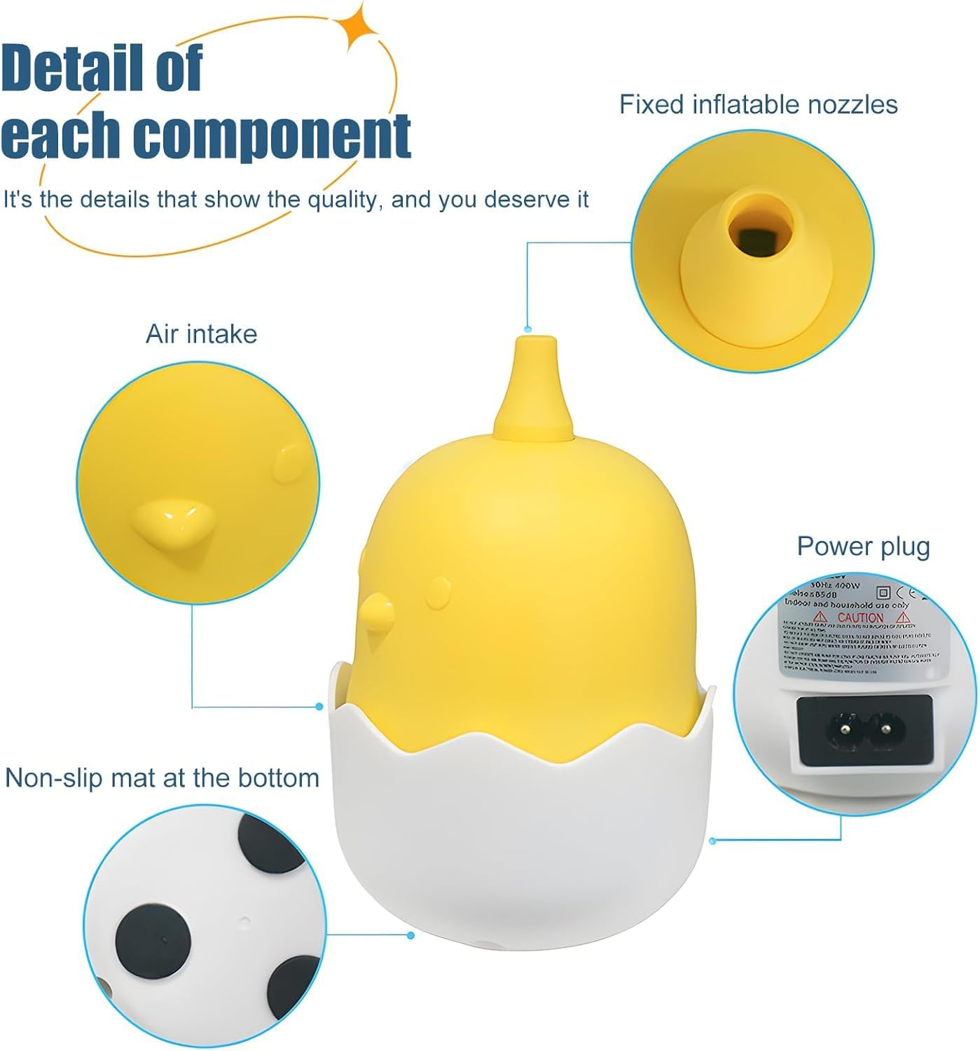 Electric Balloon Pump,Balloon Inflator Cartoon Chick Shape 110-240V,Fast Inflatable for Birthday Party Decorations Balloon,Bobo Ball,Yoga Ball,Magic Ball image number 5
