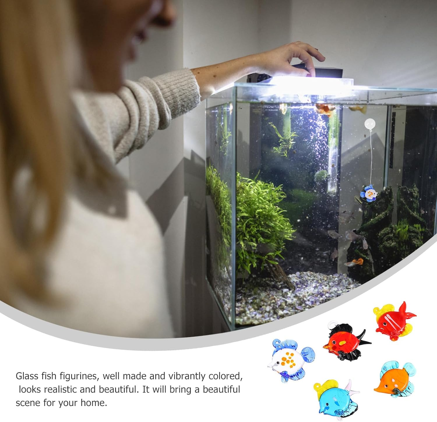 10Pcs Glass Aquarium Ornament Set Fish Tank Landscape Decoration Micro Floating Figurines for Home and Aquarium Pet Supplies image number 1