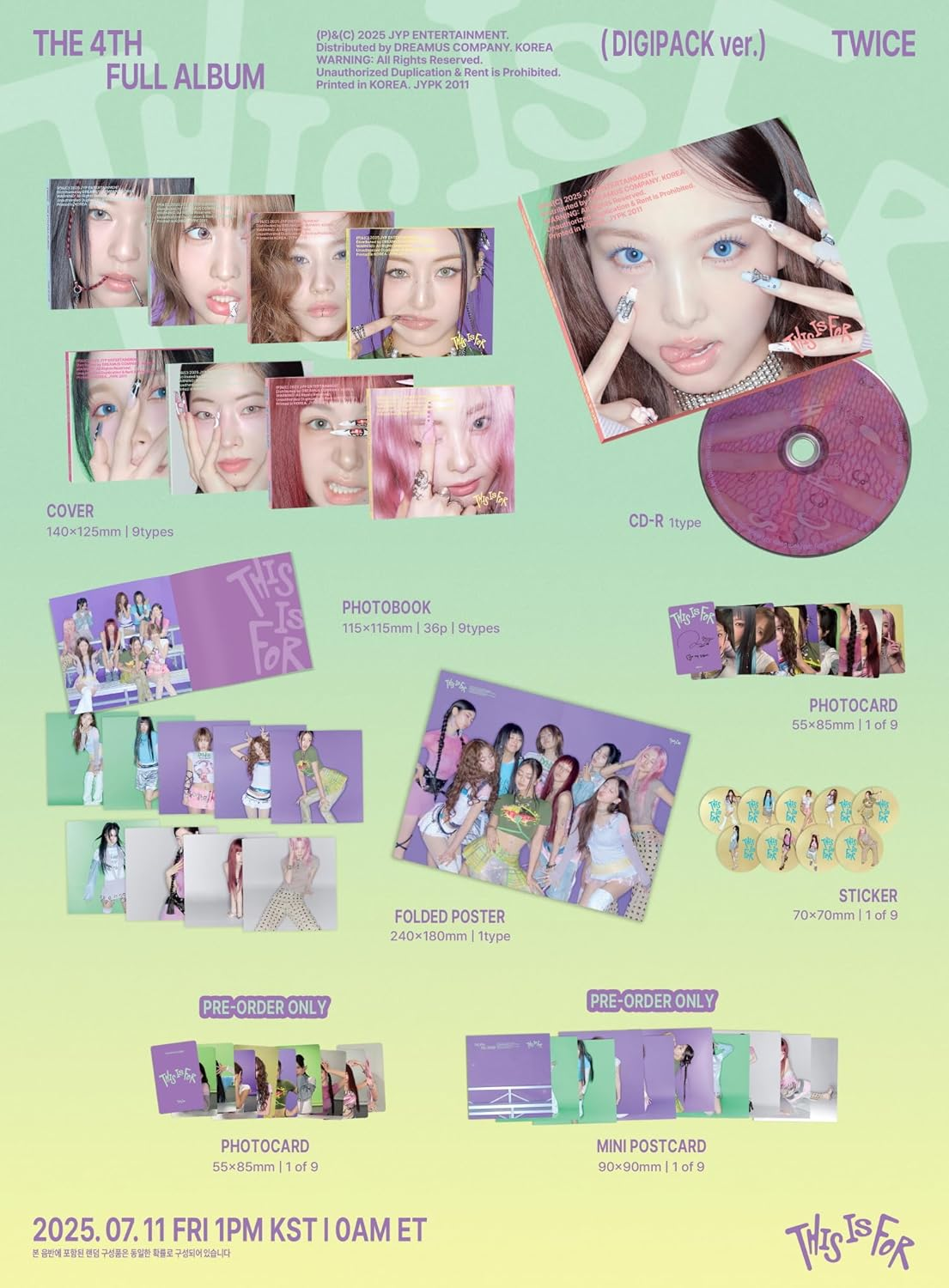 TWICE THIS IS for 4Th Album Digipack Random Version Cd+36P Photobook+1P Folded Poster on Pack+1P Photocard+1Ea Sticker+Tracking Sealed