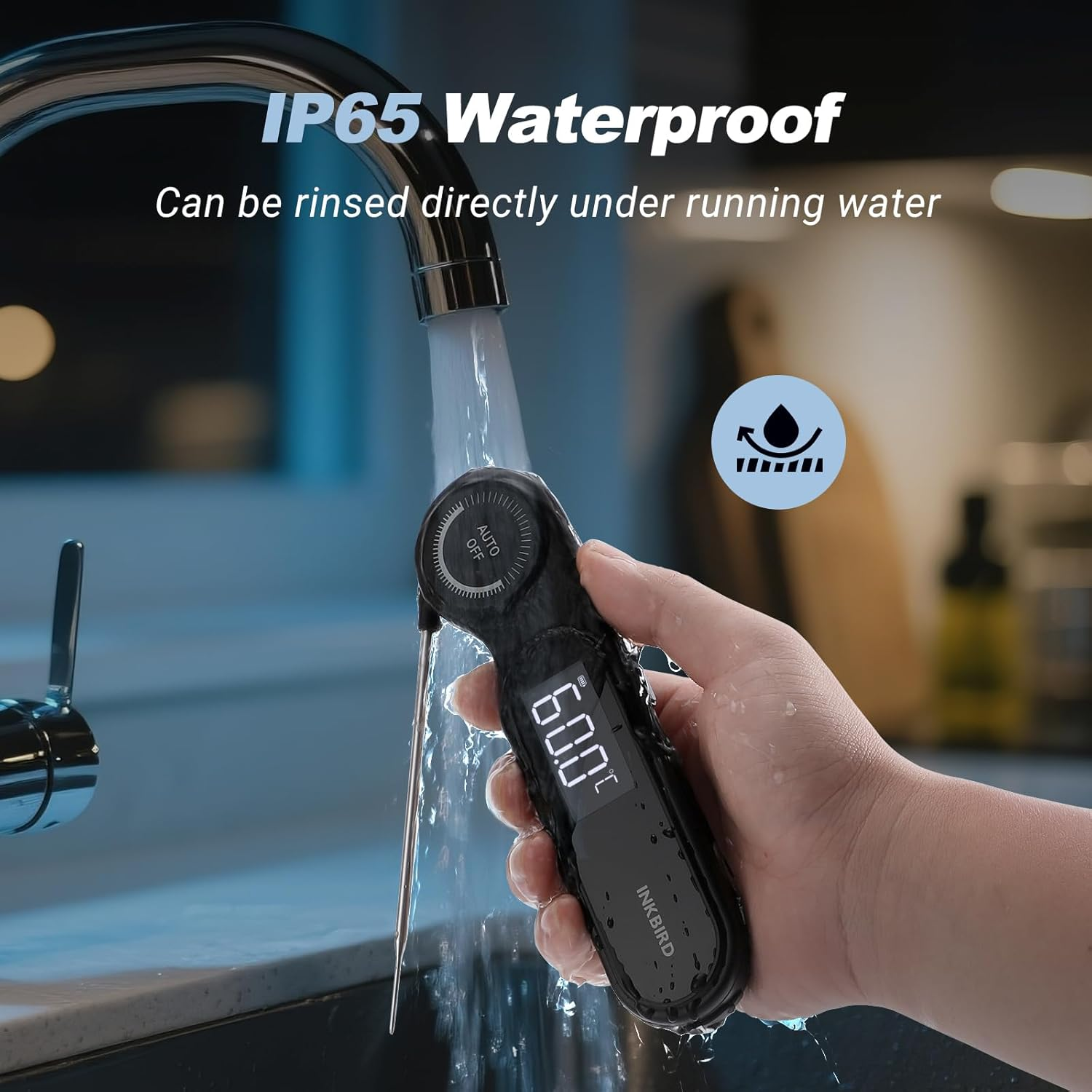 INKBIRD Instant Read Meat Thermometer IHT-21K, 0.5 Sec Fast Reading, Super Accurate Detection, IP65 Waterproof, Handy Food Thermometer for Indoor Outdoor Cooking, BBQ, Baking, Deep Frying, Home Brew image number 5