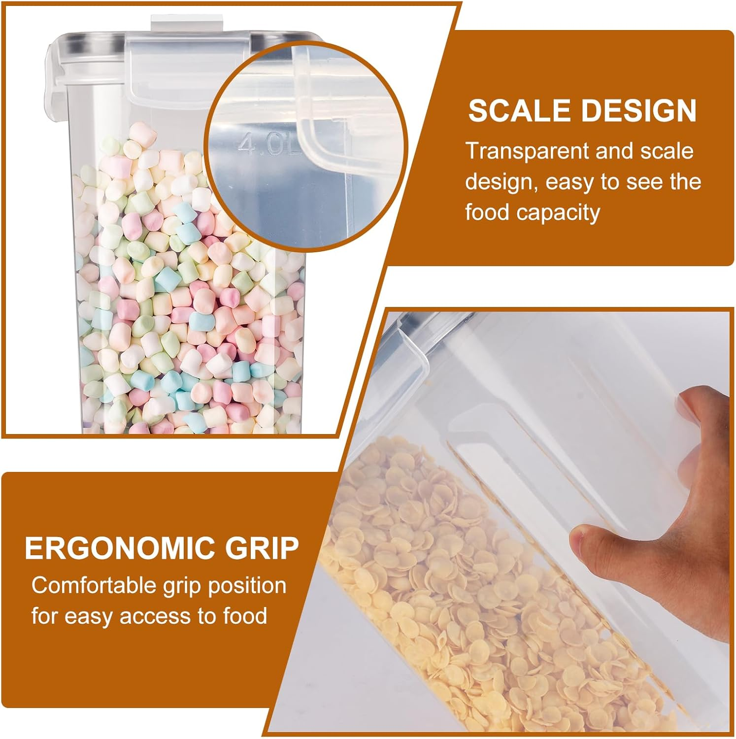 Sydroya Cereal Containers Storage Set (4L/135.2Oz), 4PCS Airtight Food Storage Containers with Lids, Cereal Dispensers with Pour Spout for Kitchen & Pantry Organisation and Storage image number 1