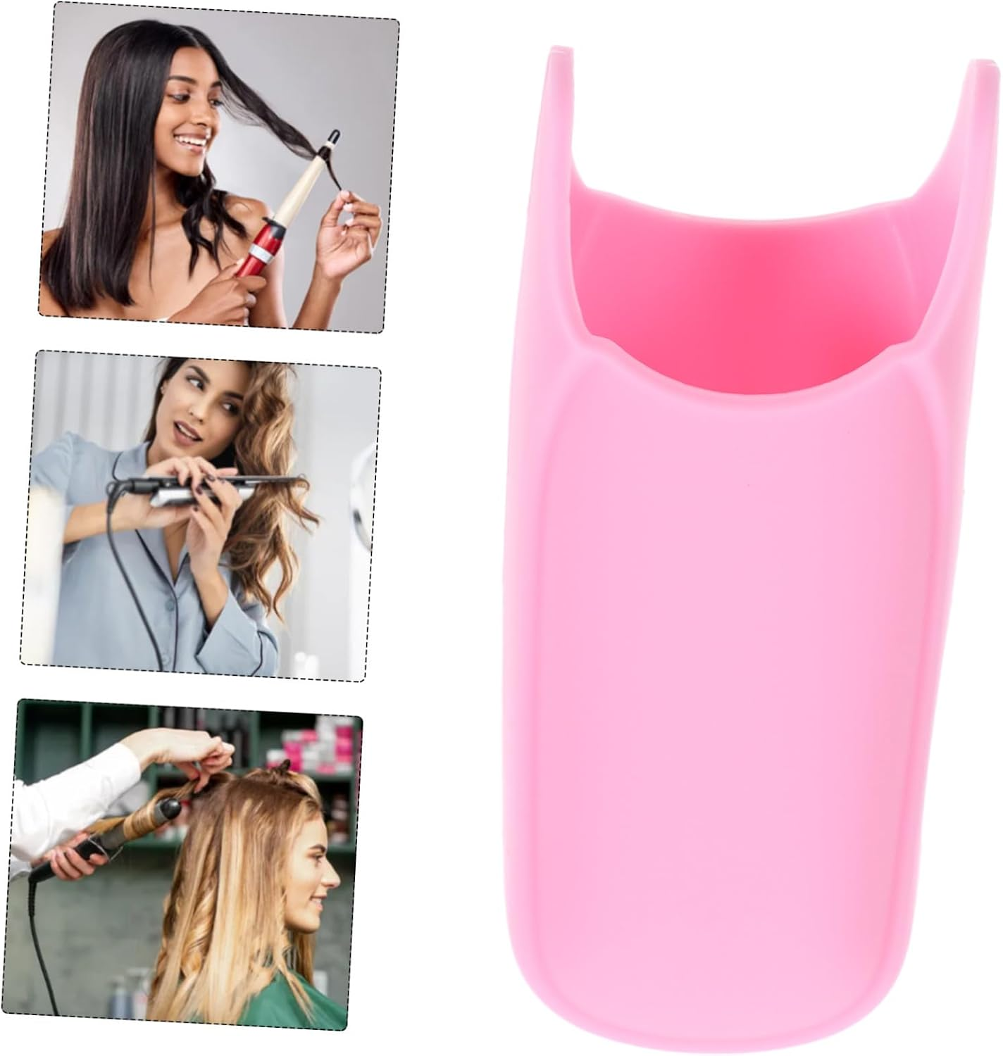 DINHEAROM Heat Resistant Silicone Hair Iron Cover Sleeve Soft Non Slip Curling Iron Handle Protector Removable Washable Straightener Heat Shield for Safe Styling Fits Hair Tools image number 3