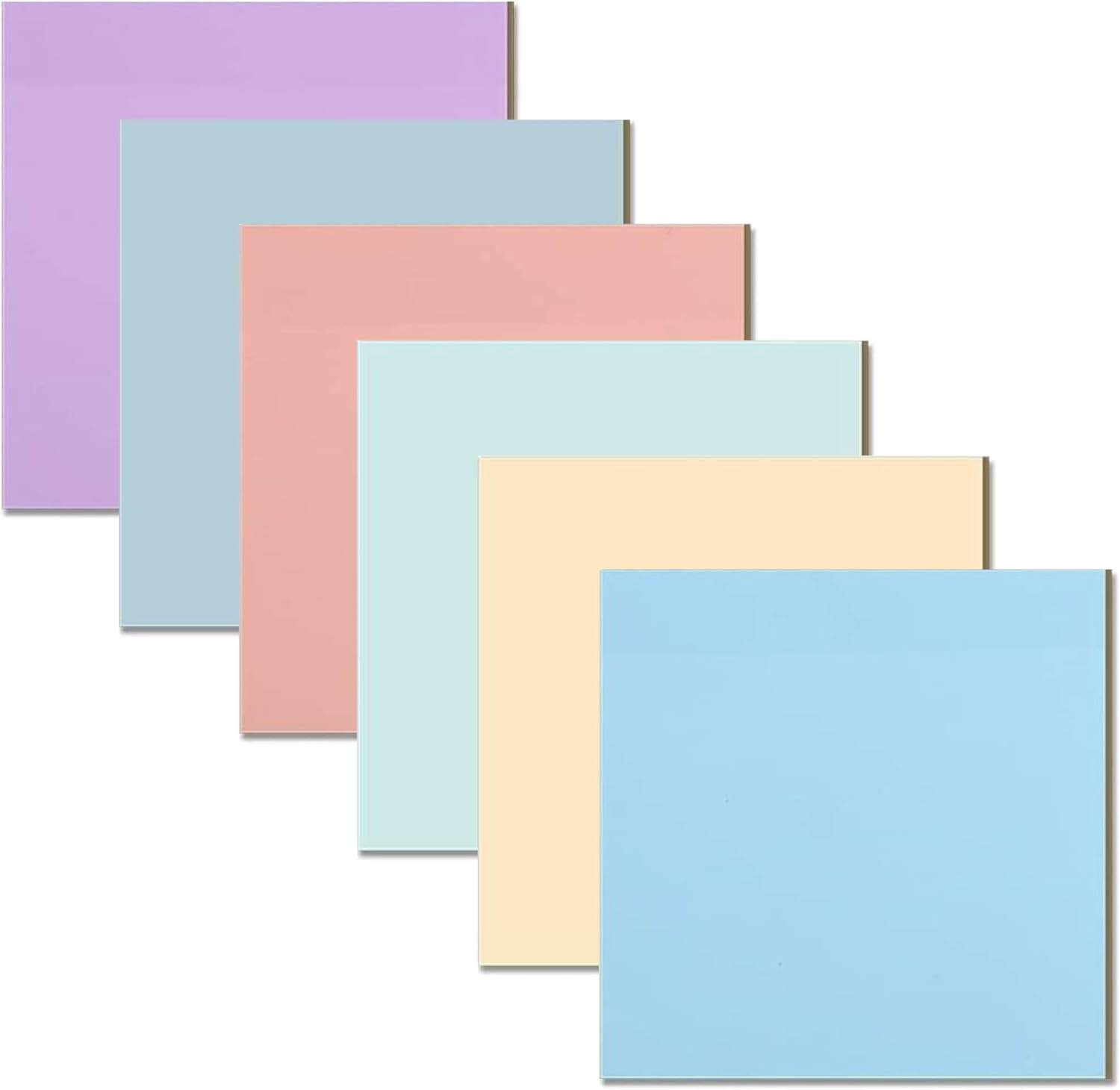 6 Pads/300 Sheets Transparent Sticky Notes in 6 Colours, 7.5Cm X 7.5Cm Clear Sticky Notes, Quality Waterproof Sticky Notes Memo Pads image number 2