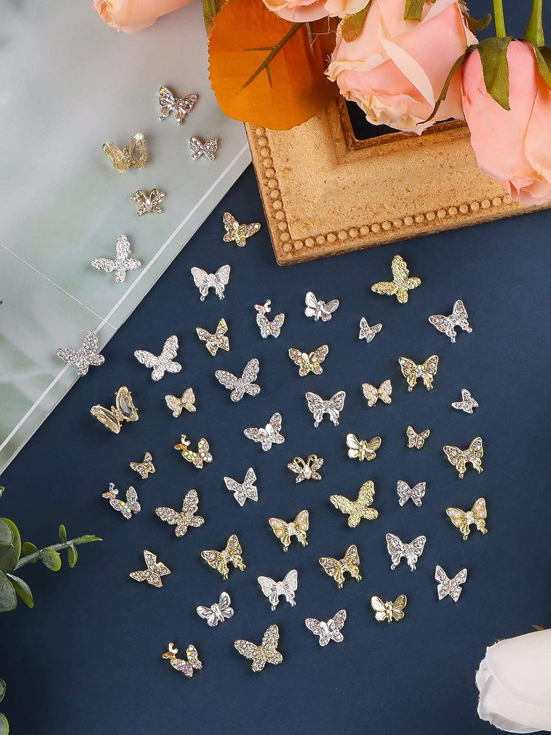 Kalolary 48P Butterfly Nail Rhinestones