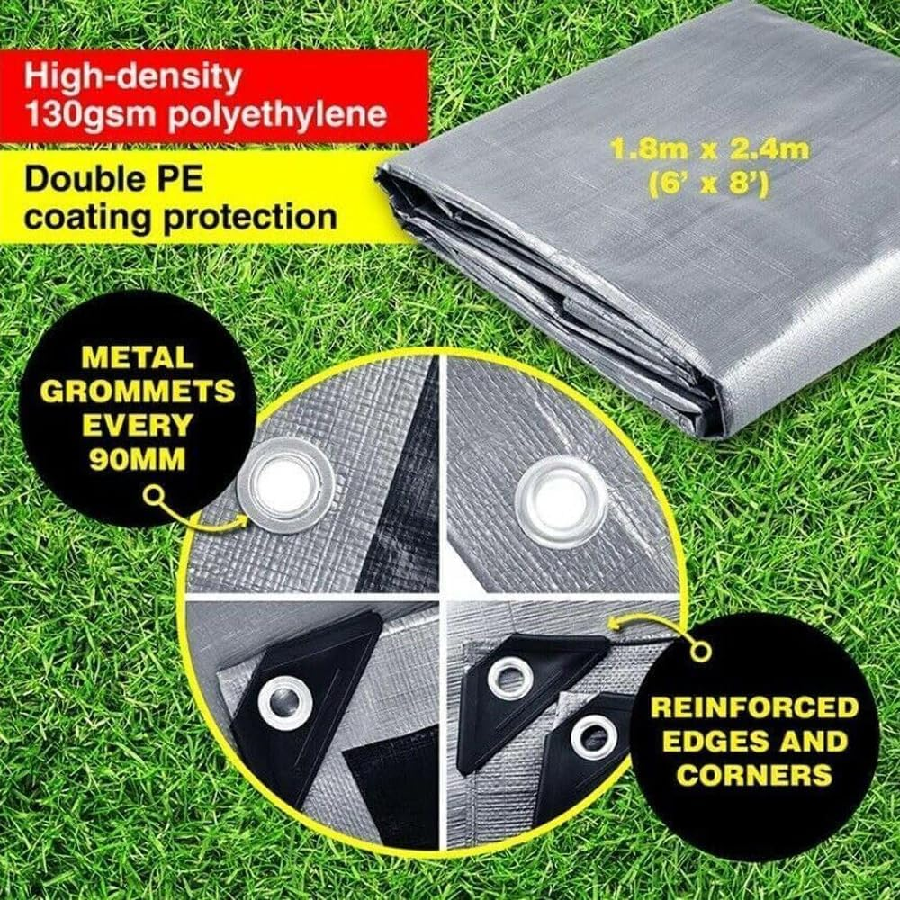 Leona Co 180Cm X 240Cm (6' X 8') Waterproof Multi-Purpose Poly Tarp &ndash; Tarpaulin Protector Cover Sheet for Cars, Boats, Construction Contractors, Campers, and Emergency Shelter, Rot, Rust and UV (1) image number 3
