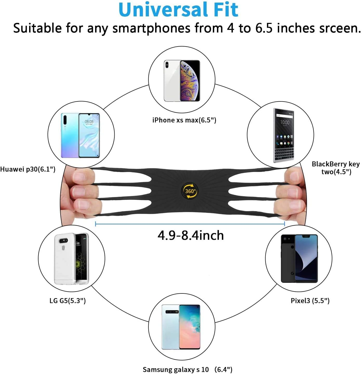 Bike Phone Mount, Silicone Bicycle Phone Holder, 360&deg; Adjustable, Face & Touch ID, Universal Motorcycle Phone Mount for All Phones