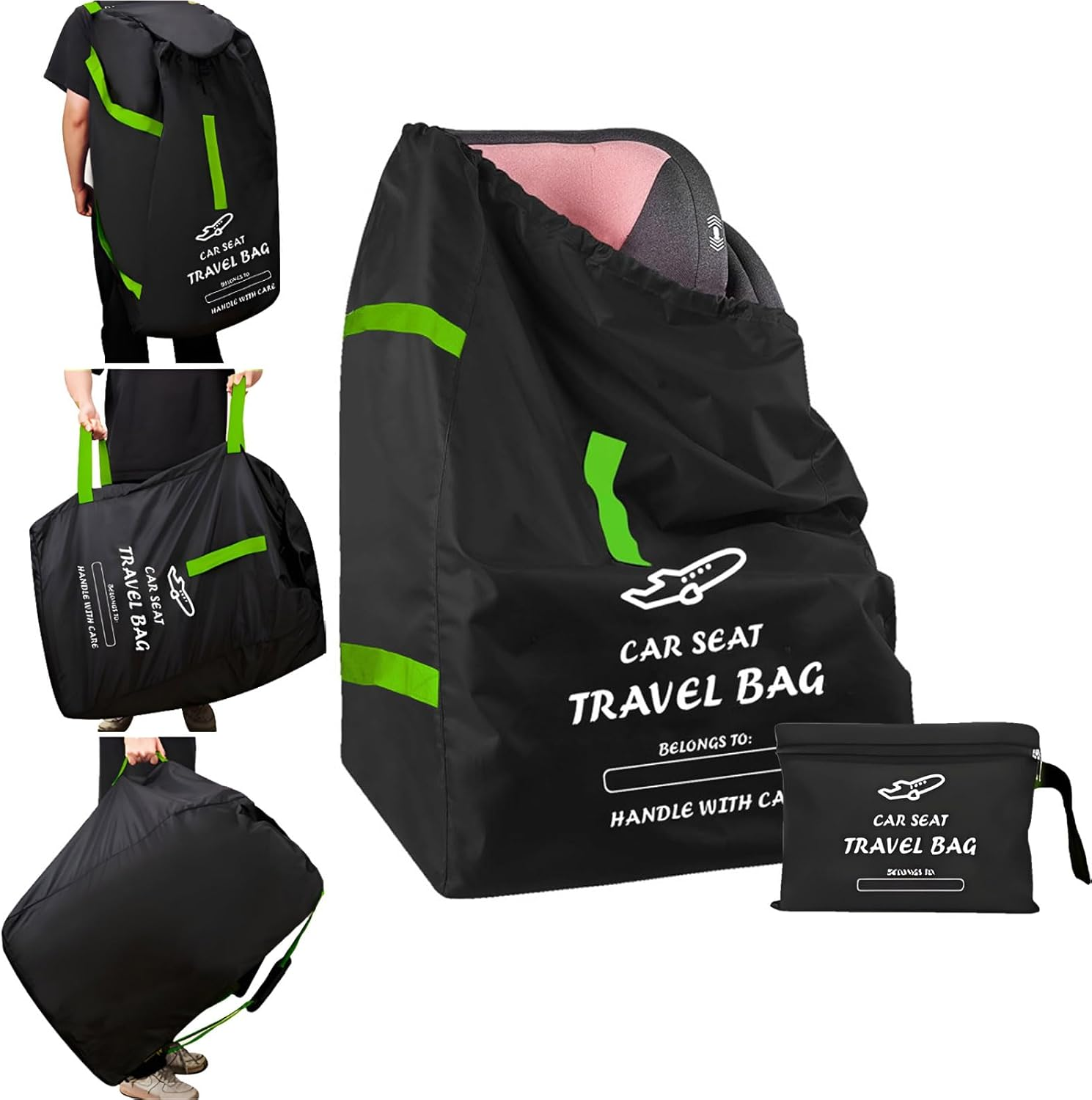 Durable Car Seat Travel Bag for Airplane & Stroller Bag - Large Tear & Water Resistant Gate Check Bag, Fits Convertible Car Seats or Double Strollers, Padded Easy Carry Protector for Air Travel image number 1