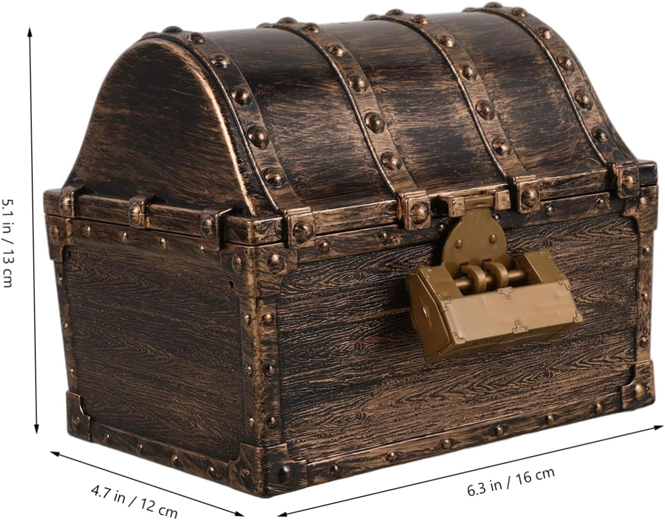 GLEAVI Pirate Treasure Chest Small Vintage Style Miniature Party Decor Decorative Treasure Box for Boys and Girls Long Lock Retro Bronze Finish Suitable for Pirate Party Supplies image number 3