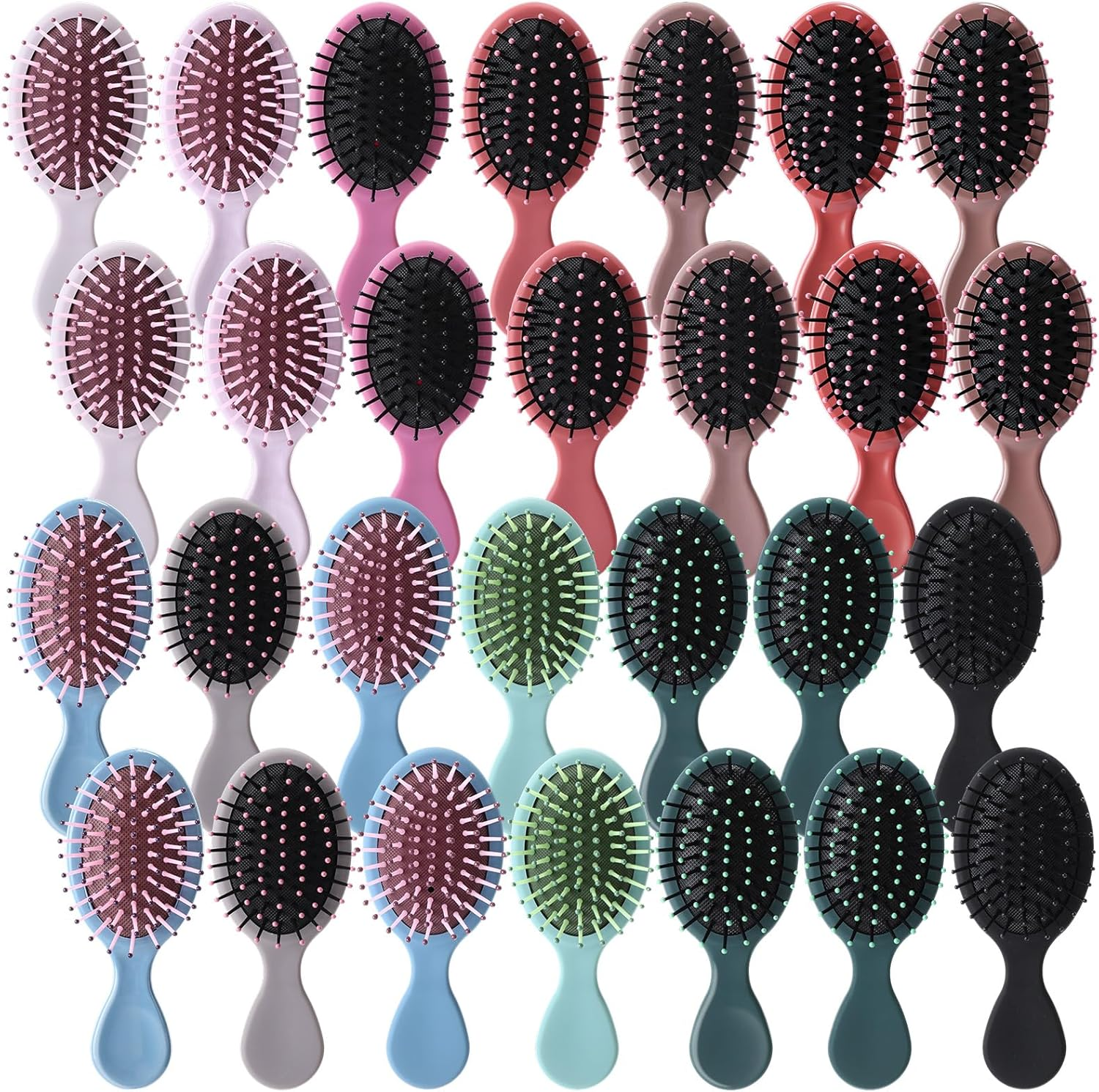 Zopeal 28 Pcs Kids Gift Wet Hair Mini Brush Bulk Girls Back to School Small Pocket Travel Hairbrush Hygiene Detangler Soft Bristle Detangling Paddle for Bachelorette Rewards Party Favor(7 Colors)