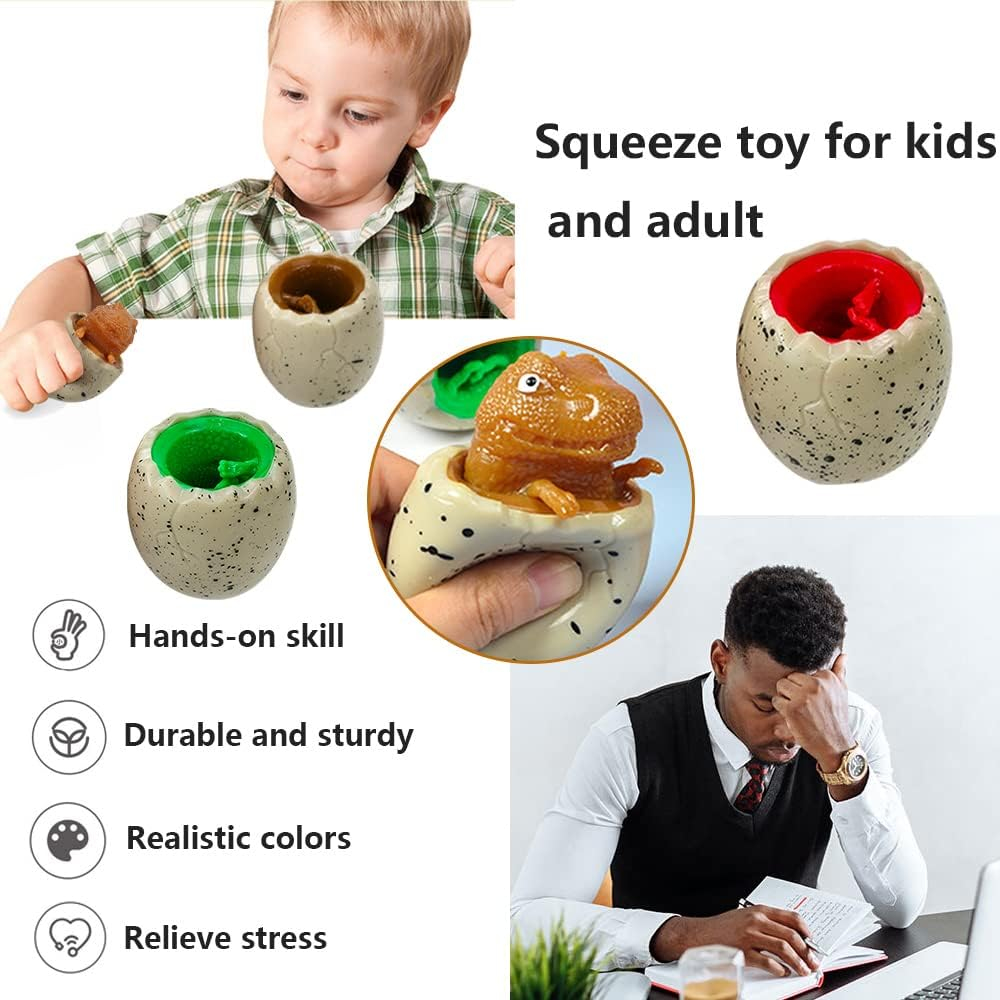 Squeeze Toys 3 Pcs Fidget Dinosaur Eggs Squeeze Dinosaur Toys Sensory Squishy Toys for Boys Girls Funny Party Favors Stress Relief Home and Office Use Ball for Adult Autism ADHD image number 6