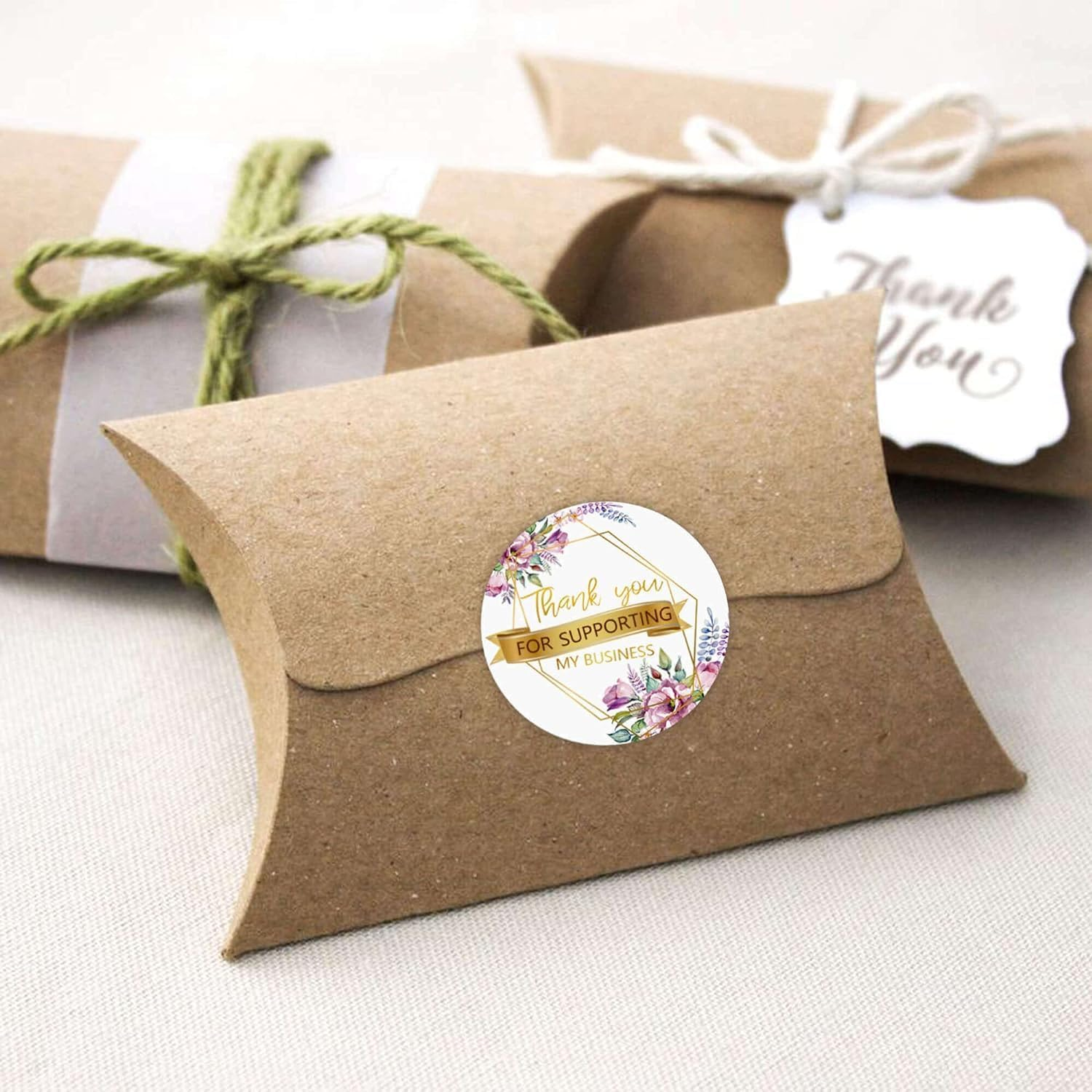 KYONANO 1200Pcs Thank You Stickers Small Business, Pink Flower Gold Font Design Thank You Stickers Roll 3.8Cm for Small Business Gift Packaging Wedding Envelope Seals Thanksgiving Self-Adhesive Labels image number 4