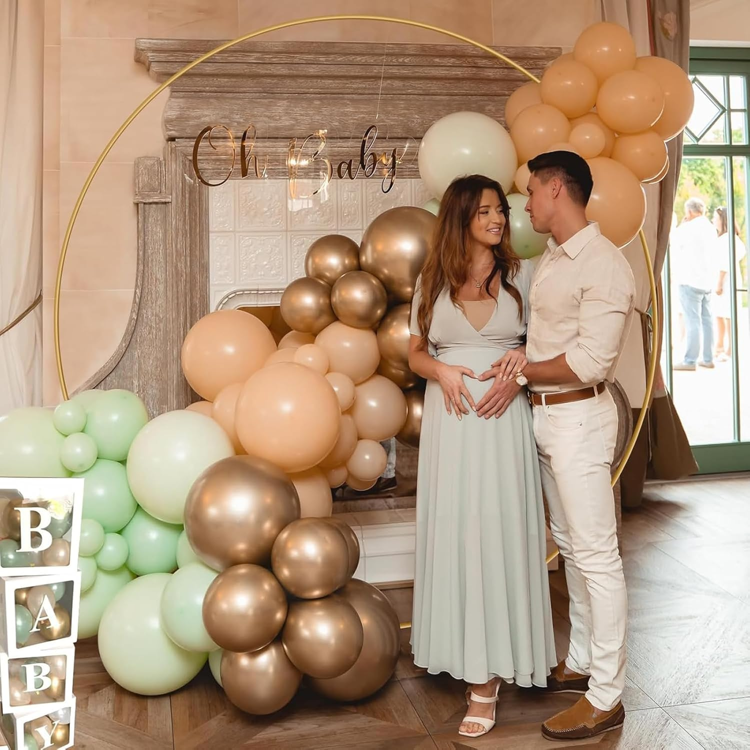 Round Backdrop Stand, Metal Balloon Arch Stand, Circle Garland Frame for Wedding Birthday Party Baby Shower Graduation Decoration, Gold Diameter 2M image number 5