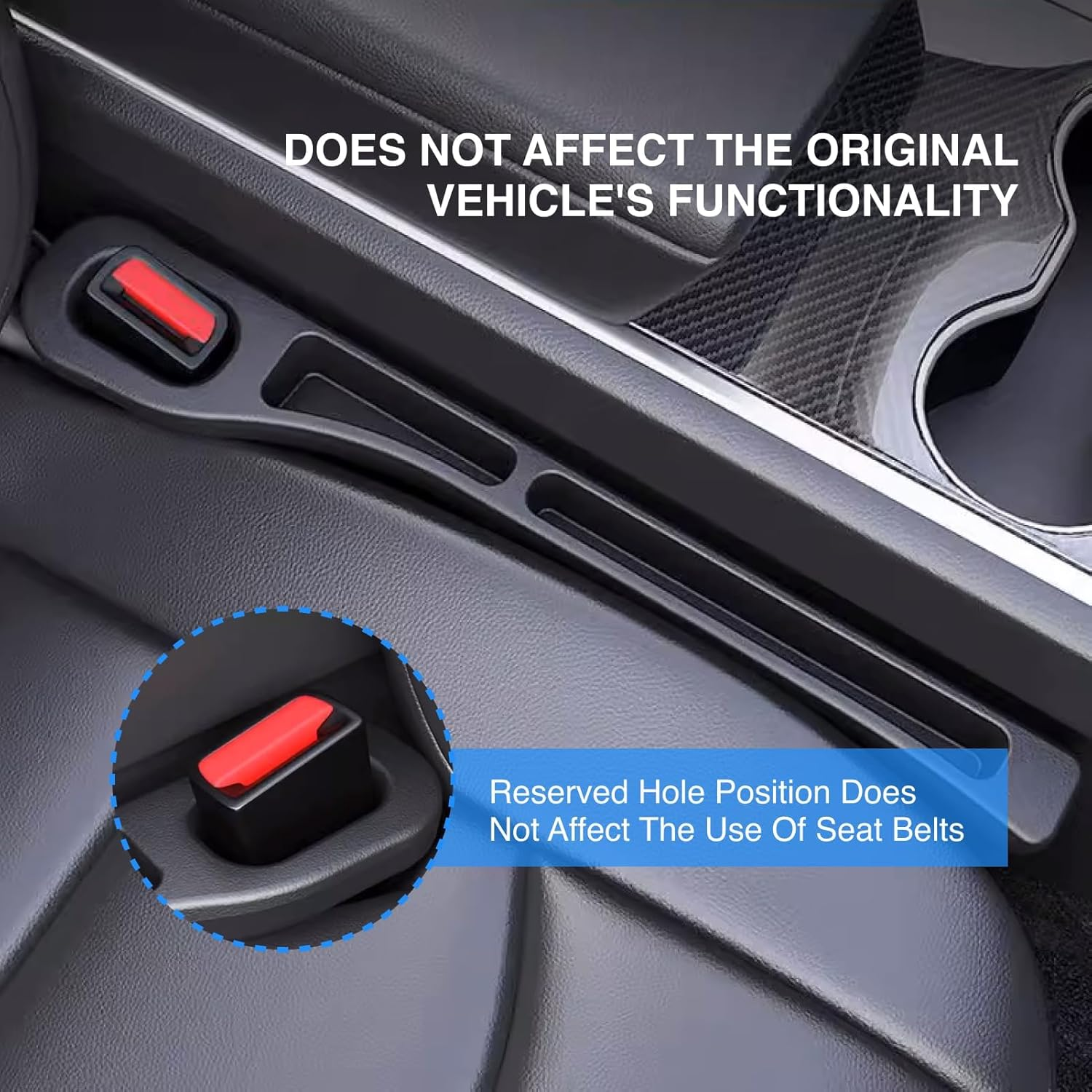 Car Seat Gap Organizer, Universal Storage Box Pockets for Phones, Keys, Wallets, and More, Non-Slip PU Leather Seat Gap Filler, Compatible with Most Cars and Suvs, Elegant Black Design image number 2