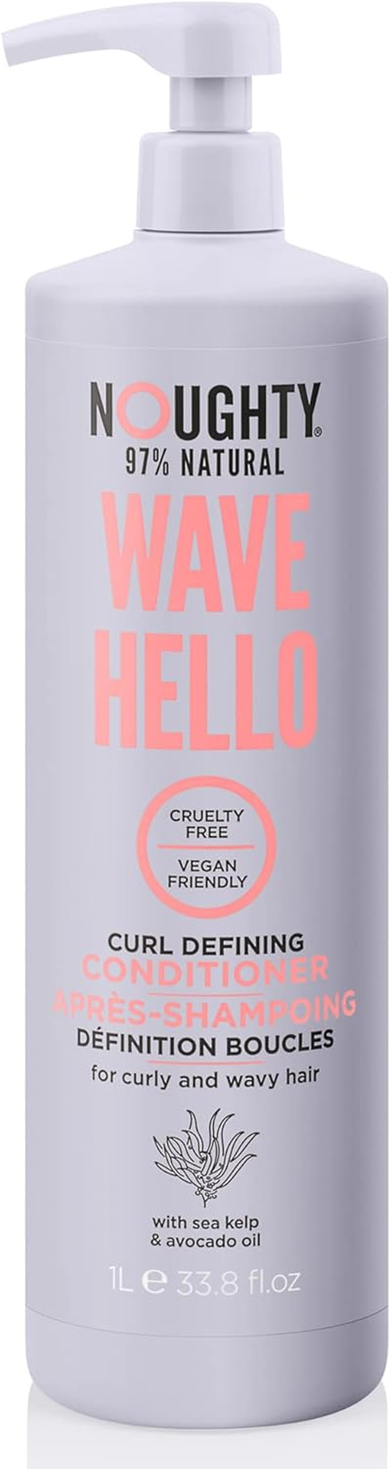 Noughty 97% Natural Wave Hello Curl Defining Conditioner, 97% Natural Sulphate Free Vegan Haircare, Vitamin Rich Formula for Curly and Wavy Hair, with Sea Kelp and Avocado Oil 1L image number 3