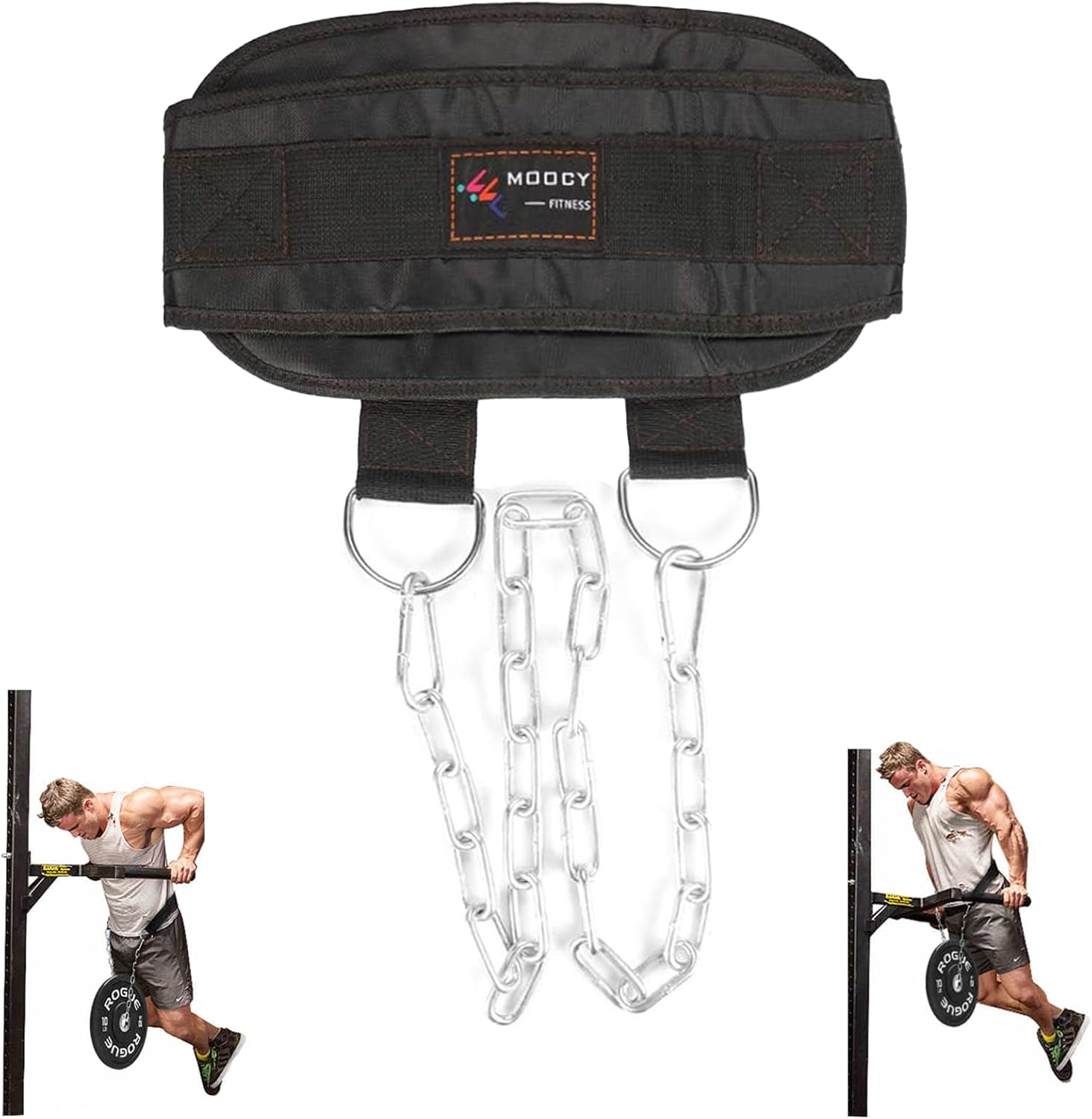 MOOCY Dip Belt with Chain for Weightlifting,Weight Belt for Pullup,Powerlifting, Pull-Up Belt Weighted Dip Belt with Double D-Ring Weightlifting Back Support Strap image number 6