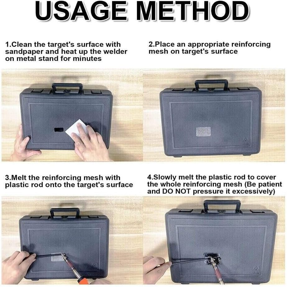 Plastic Welding Kit Fast Heating Plastic Welder & Soldering Iron Gun with 2 Welding Tips, Patch Net,Hot Iron Stand,Wire Brush Etc for DIY, Car Bumper, Dashboard, Kayak, Canoe Repair Tool image number 5