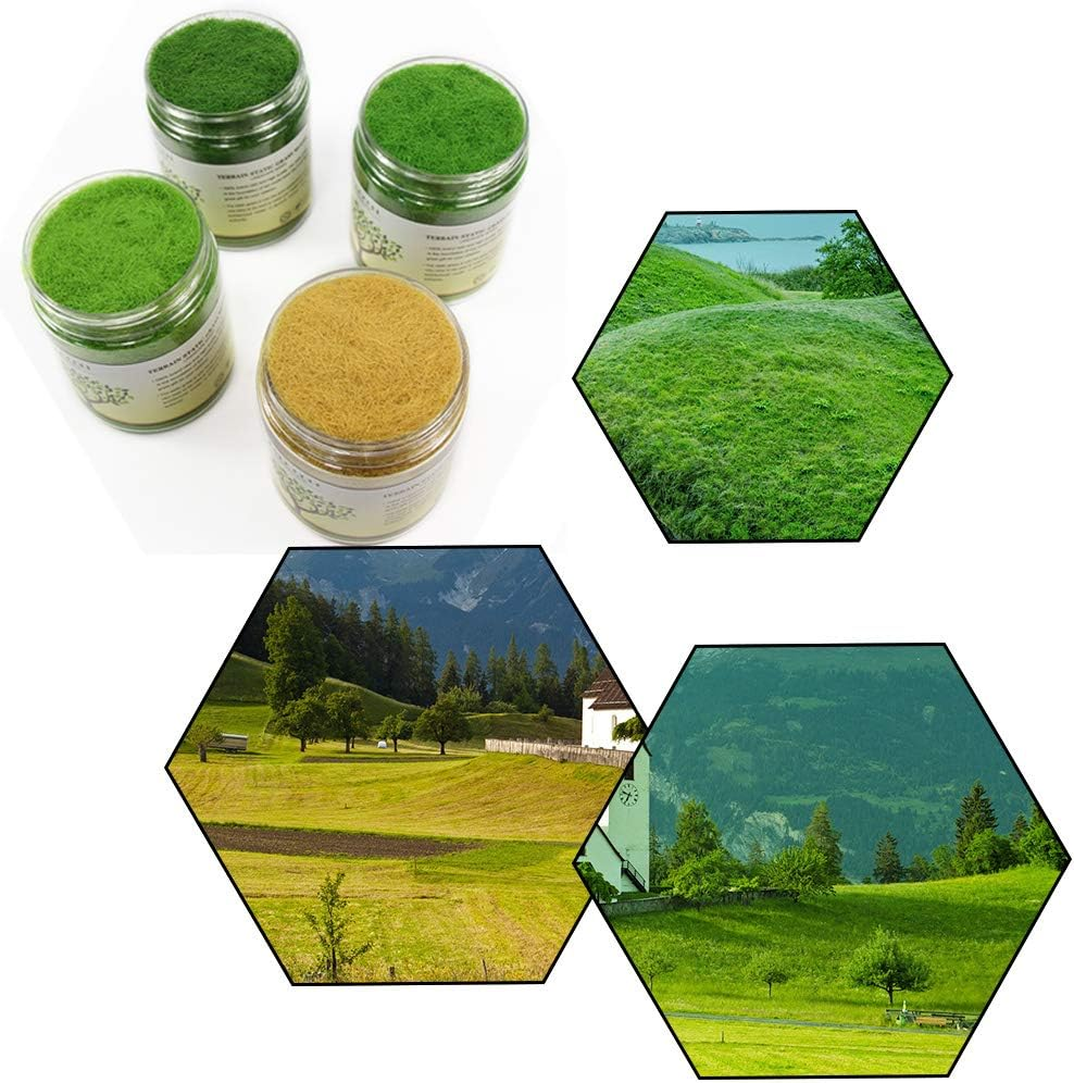 CFA6 4 X 35G Mixed 5Mm Static Grass Terrain Powder Green Grass Fairy Garden Miniatures Landscape Artificial Sand Table Model Railway Layout image number 3