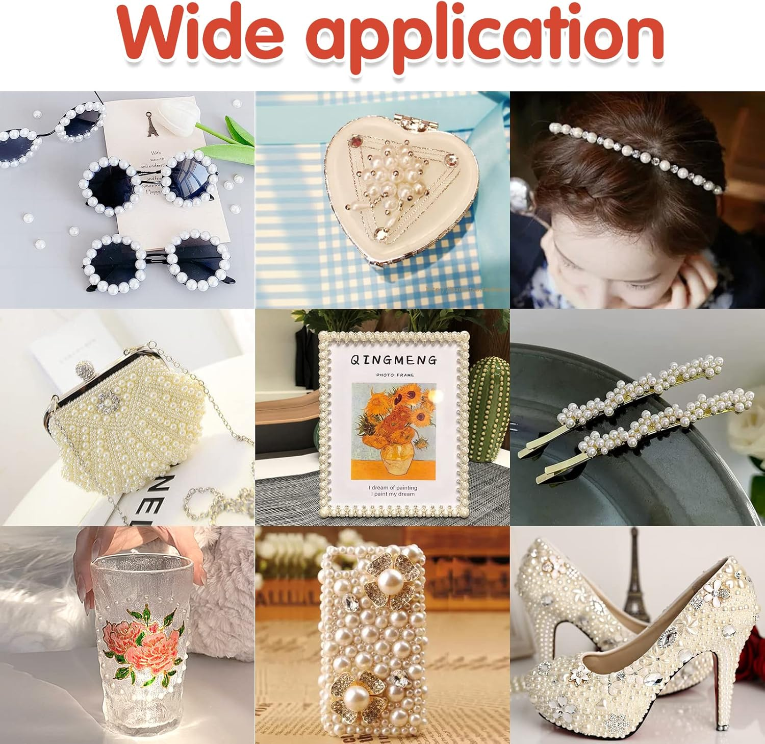 LOMIMOS 3090 Pcs Pearl Stickers,4 Size Self Adhesive Beige Flat Faux Back Pearl Embellishment Stickers Sheet for Face Beauty Makeup Hair Nail Phone DIY Craft Decor, 3/4/5/6Mm