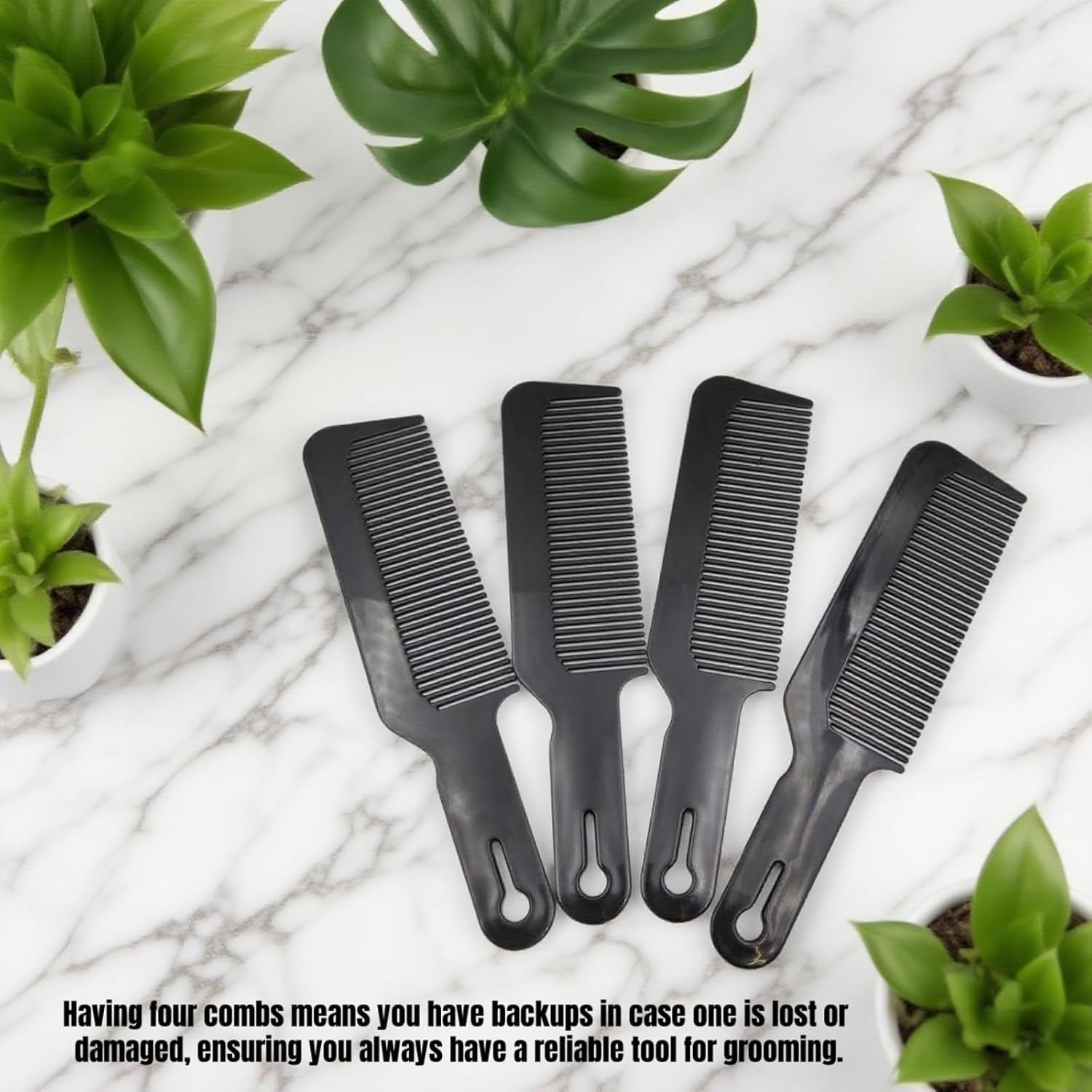 4-Pack Black Hair Combs Set &ndash; Durable, Heat-Resistant Flat Top and Fading Combs for Barbers, Stylists & Home Use, Anti-Static, Versatile, Ergonomic Design for Fading, Styling, and Finishing image number 5