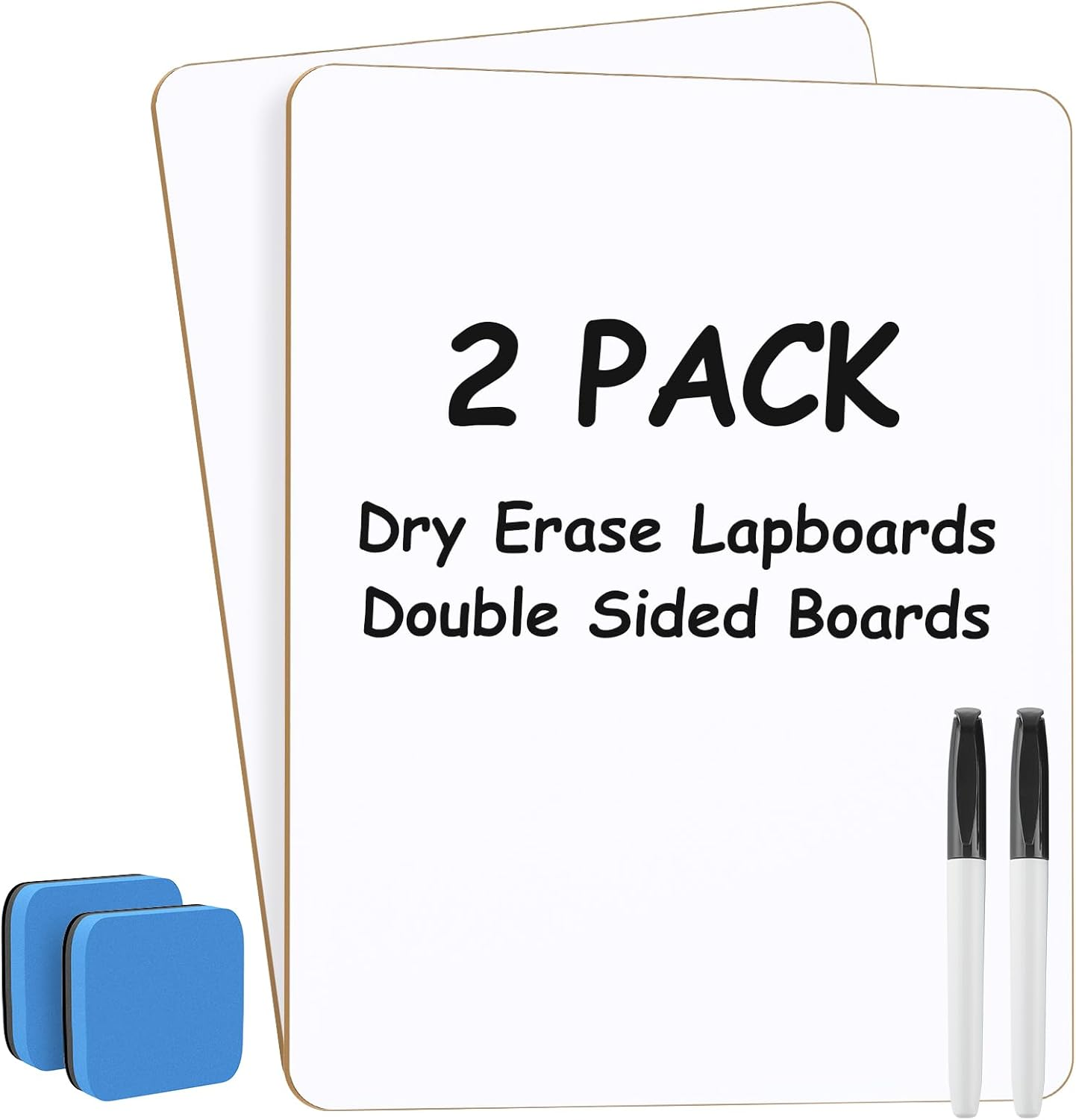 Maxgear Small White Board 2 Pack Dry Erase Boards, 9" X 12" Mini White Board Double Sided Portable White Boards for Students Teachers School Supplies Lapboards Including 2 Markers and 2 Erasers image number 1
