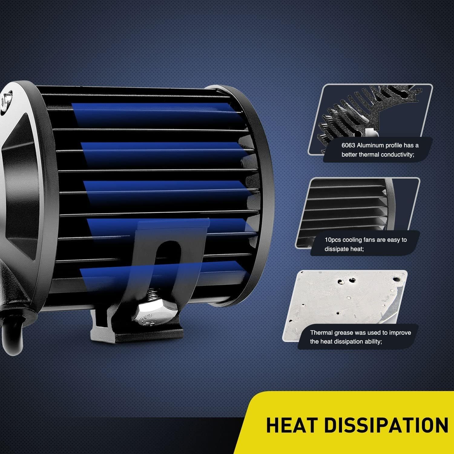 Nilight 2PC 4Inch Triple Row Lights 60W Flood Spot Combo 6000LM Bar Driving Boat Led off Road Trucks with 12V On/Off 5 Pin Rocker Switch Power 16AWG Wiring Harness Kit-2 Leads image number 6