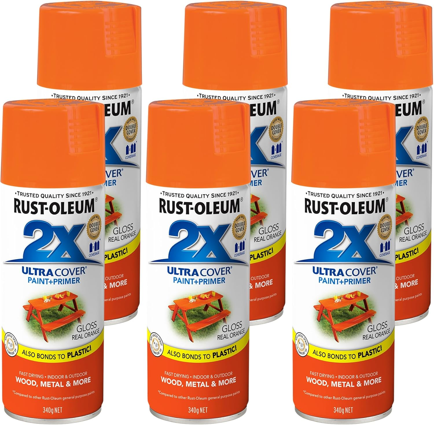 Rust-Oleum 2X Ultra Cover Primer Spray, White, 340 G (Pack of 6) image number 2