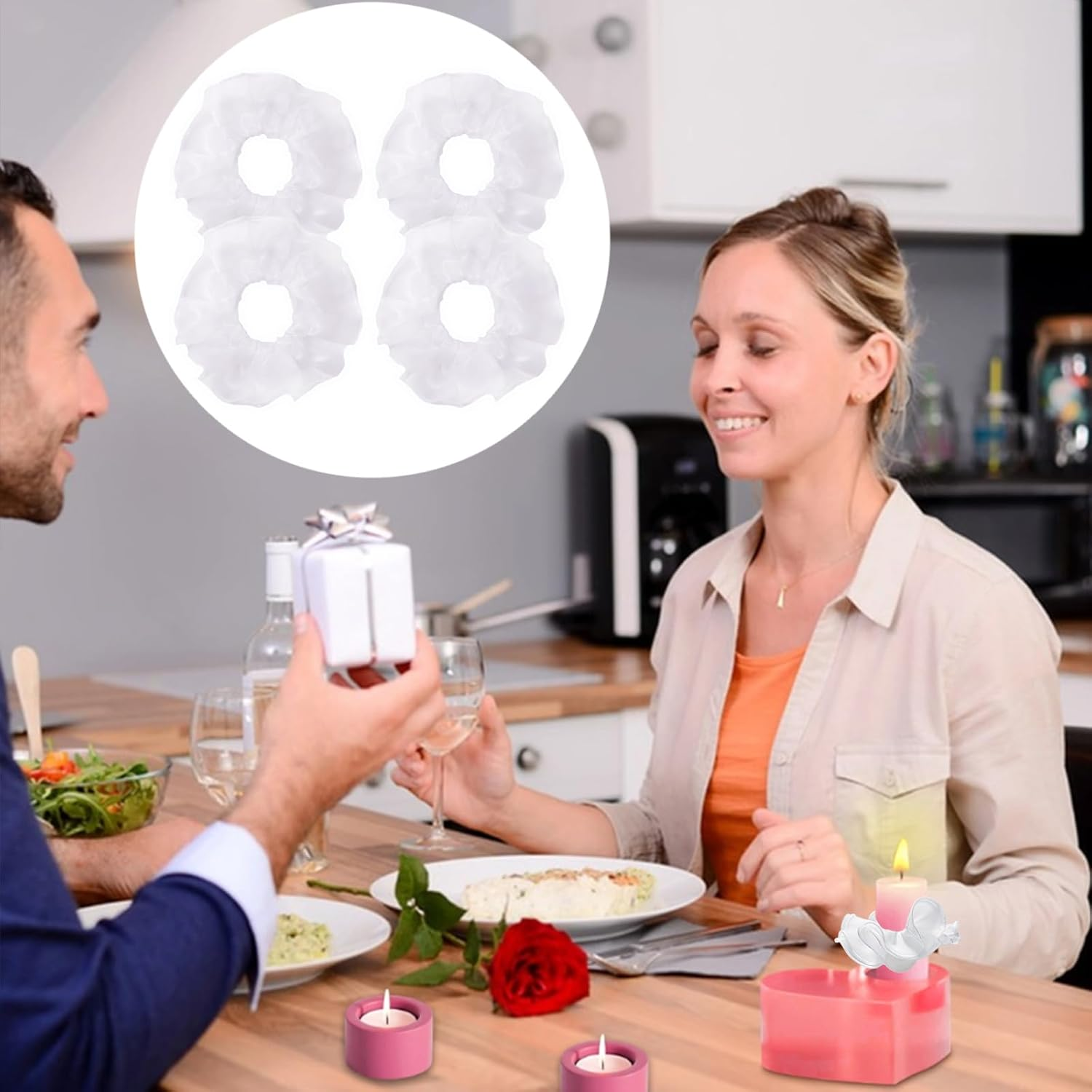 Pack of 4 Christening Candles, Drip Protection, Communion Candle, Teardrop Catcher Made of Tulle, White Tulle Communion Candles, Drop Catcher, Decoration for Communion Candle, Wedding Candle image number 4