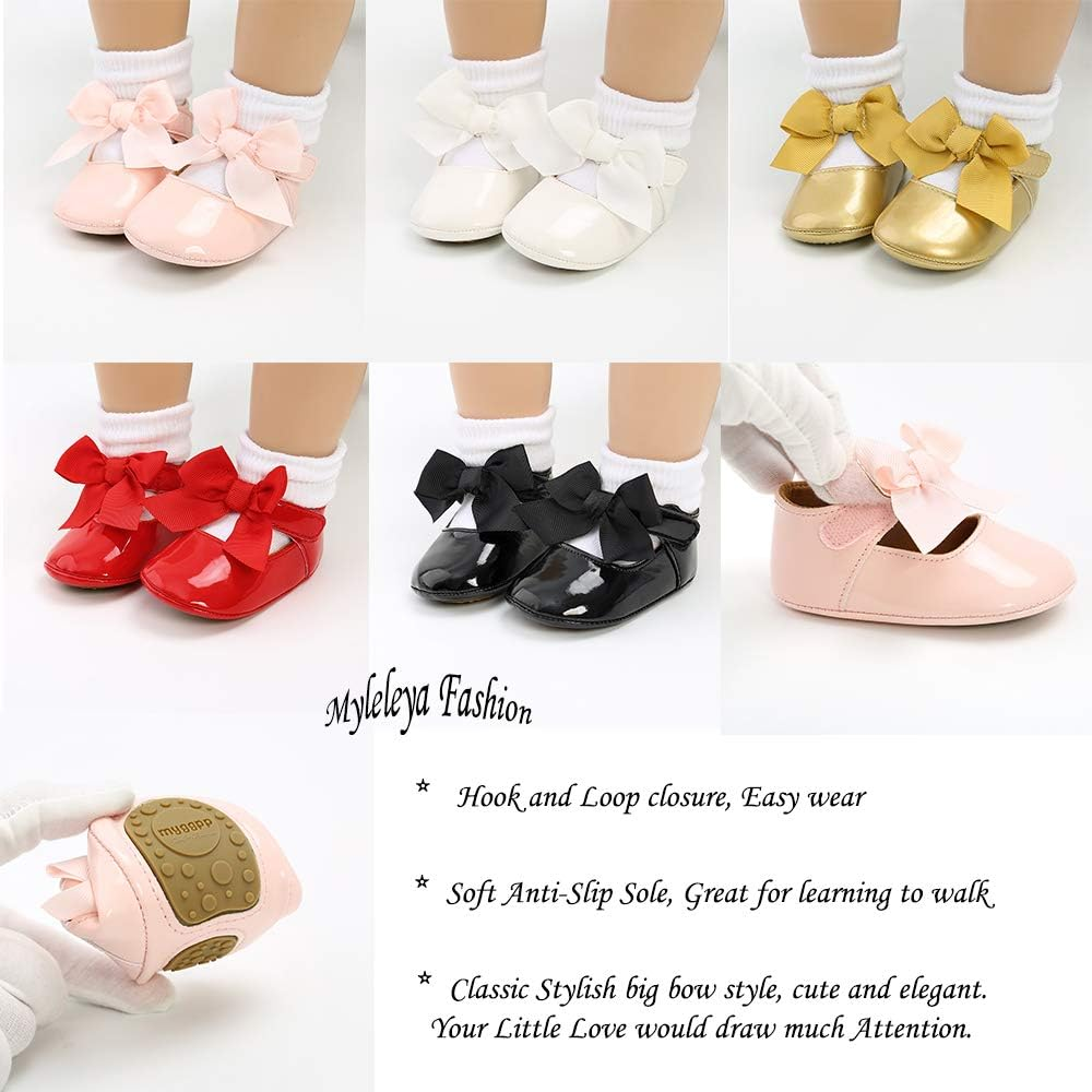 Myleleya Infant Girl Shoes Mary Jane Flats Wedding Dress Shoes Soft Newborn Baby Girls Princess Crib Shoe First Walkers image number 3