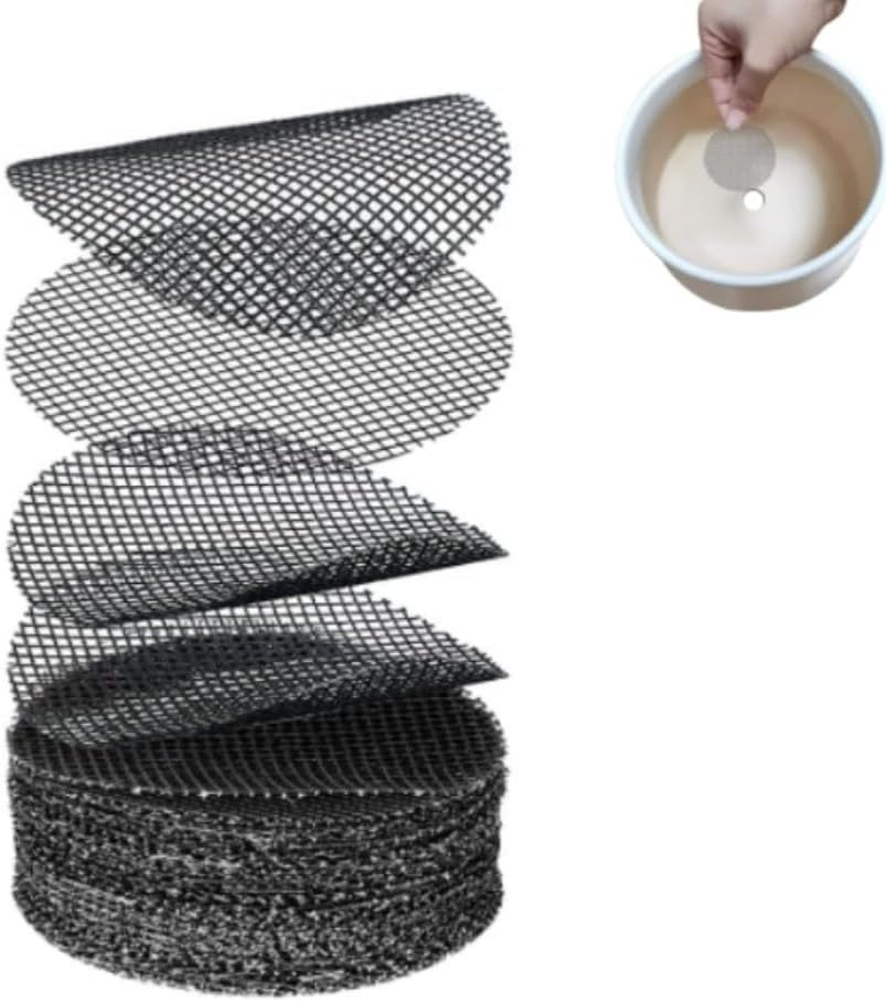 Flower Pot Hole Mesh Pad, 50 Pcs Plant Mesh Drainage Mesh, round Drainage Hole Screens Prevent Soil Loss Anti, Bonsai Pot Bottom Grid Mat Mesh for Garden Planting 5Cm image number 2