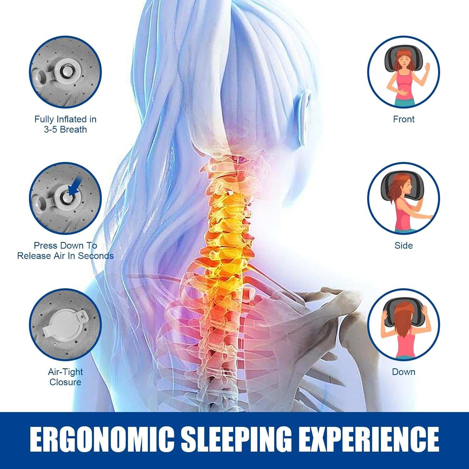 DAWNTREES Inflatable Camping Travel Pillow, 2 Pack Ultralight Pillow, Neck Pillow,Beach Pillow,Backpacking Pillow, Inflatable Pillow for Camping,Hiking