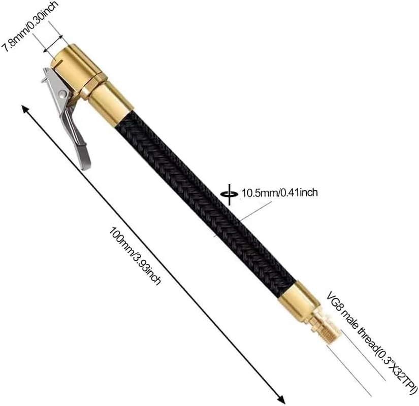 Tire Inflator Extension Tube Tyre Pump Quick Inflation Chuck Adapter Hose Quick-Inflation Clip Connector, 1Pc Tire Inflator Extension Tube Tyre Pump Quick Inflation Chuck Adapter Hose Connector image number 3