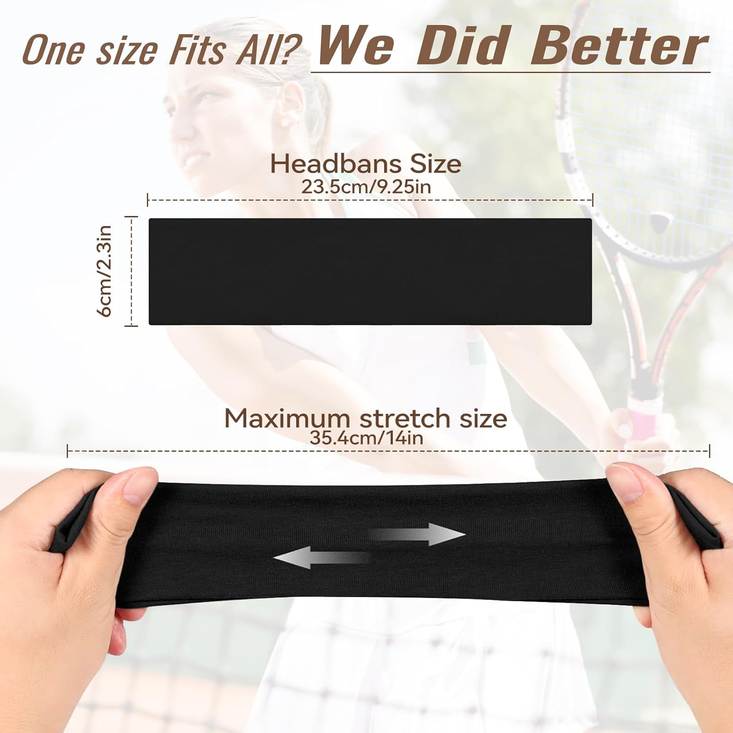 Headbands for Women, 8Pcs Stretchy Non Slip Soft Cotton Cloth Hair Bands for Sports, Workout, Yoga and Running image number 4