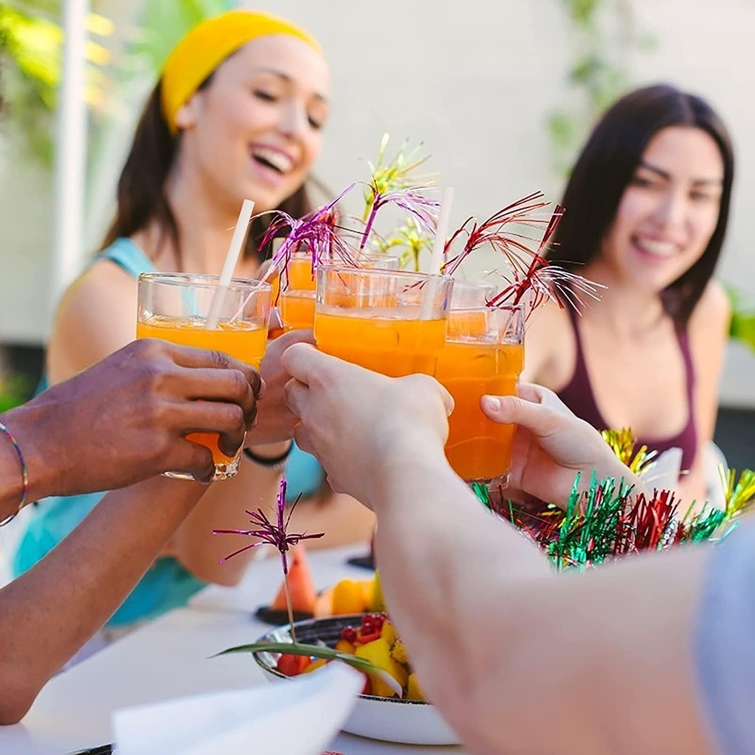 Pure White Biodegradable Paper Straws for Cocktail Pack of 100, Eco-Friendly and Recyclable Plain White Solid White Straws Made of Paper image number 3