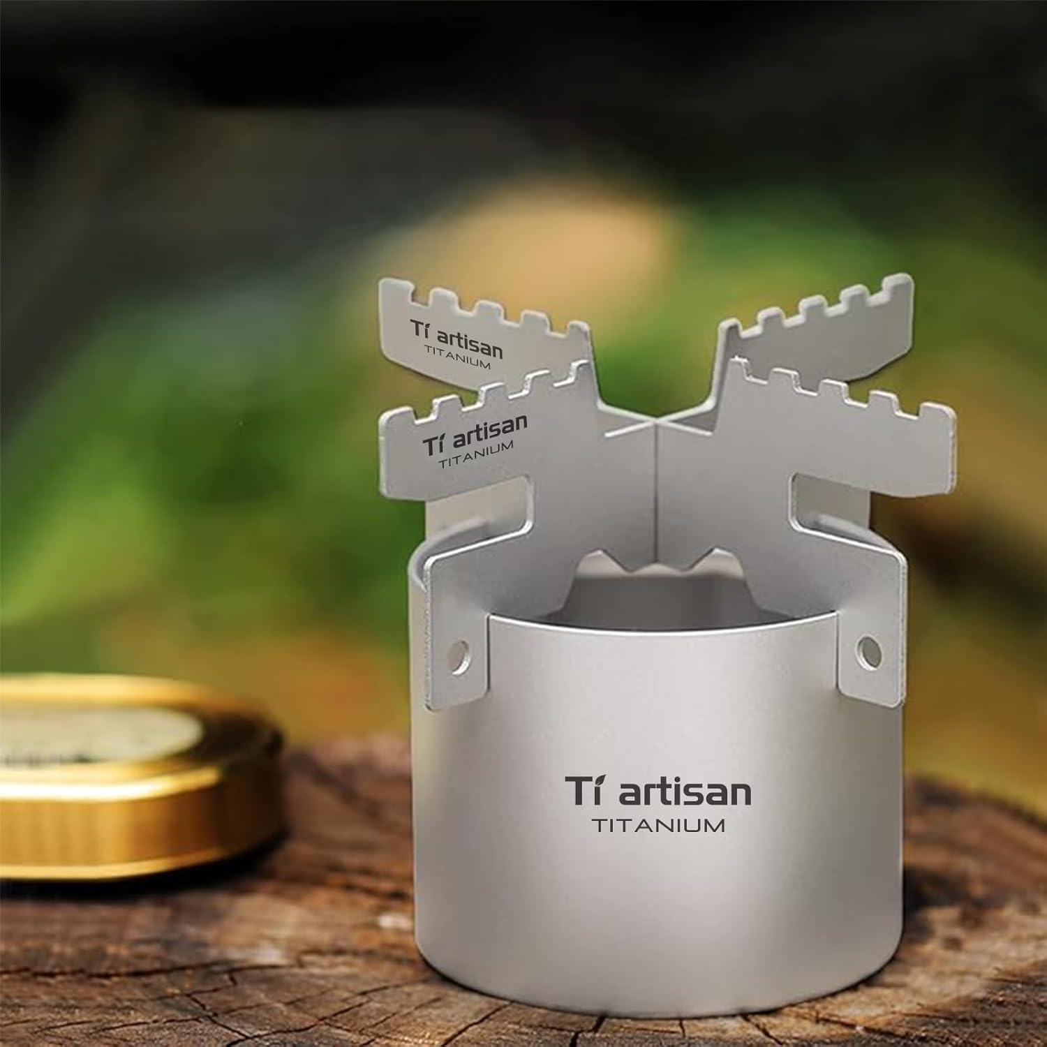 Ti Artisan Titanium Alcohol Stove with Cross Stand Portable Lightweight Stove for Outdoor Camping Hiking image number 5