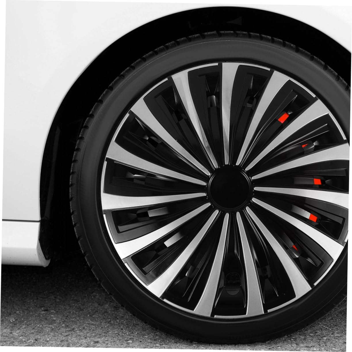 FELTECHELECTR Automotive Wheel Wheel Rim Protector Black Hubcaps Decorative Hub Covers image number 1