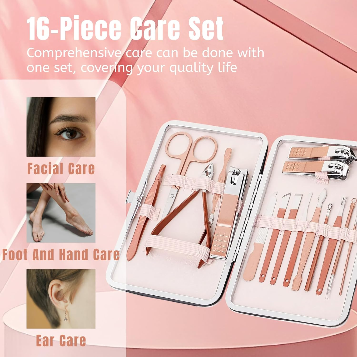 Manicure Kit for Women, Complete Nail Care Set with Toenail Clippers for Thick Nails, Professional Nail Nippers & Clippers, for Seniors and Home Use, Perfect Grooming Gift image number 2