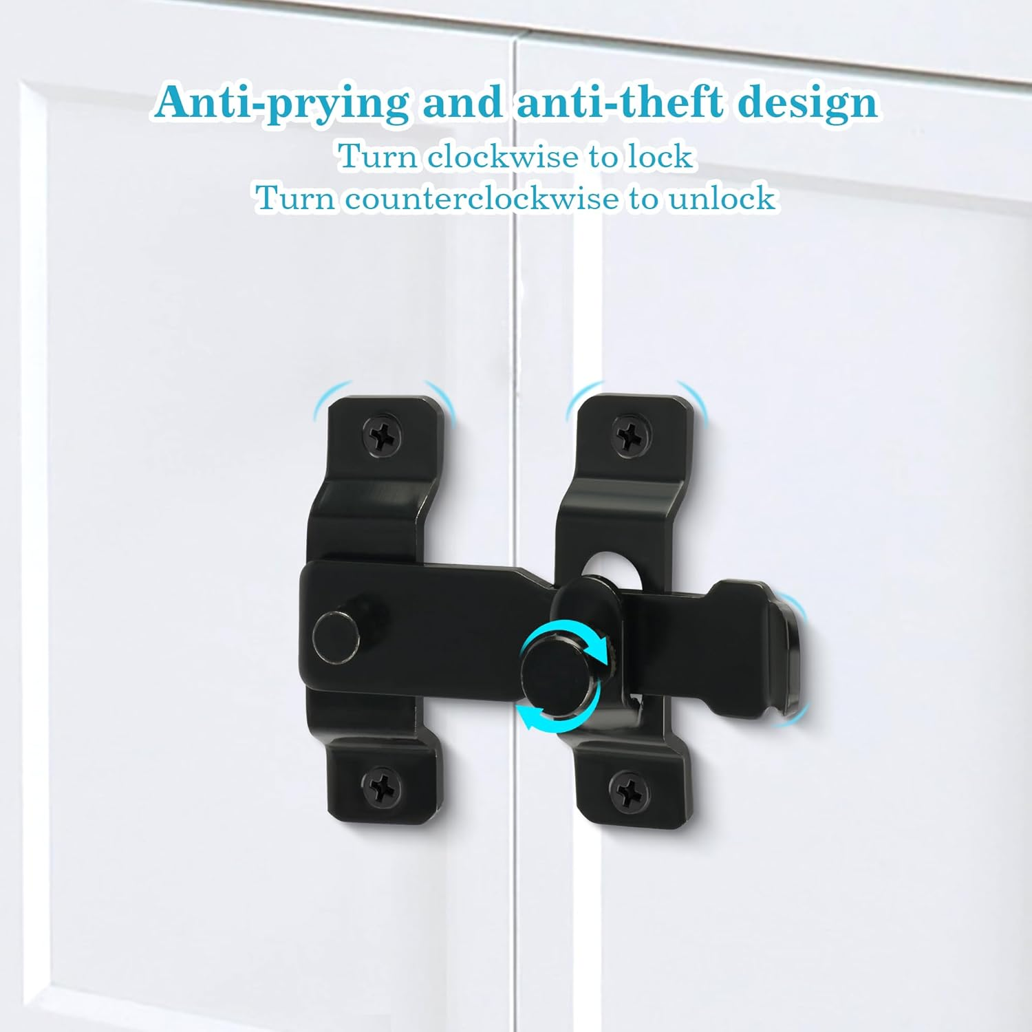 Alise Flip Latch Gate Latches Safety Door Lock Catch for Barn Wood Fence Sliding French Doors,Heavy Duty Thicker Stainless Steel Gate Hardware Locks,Black image number 3