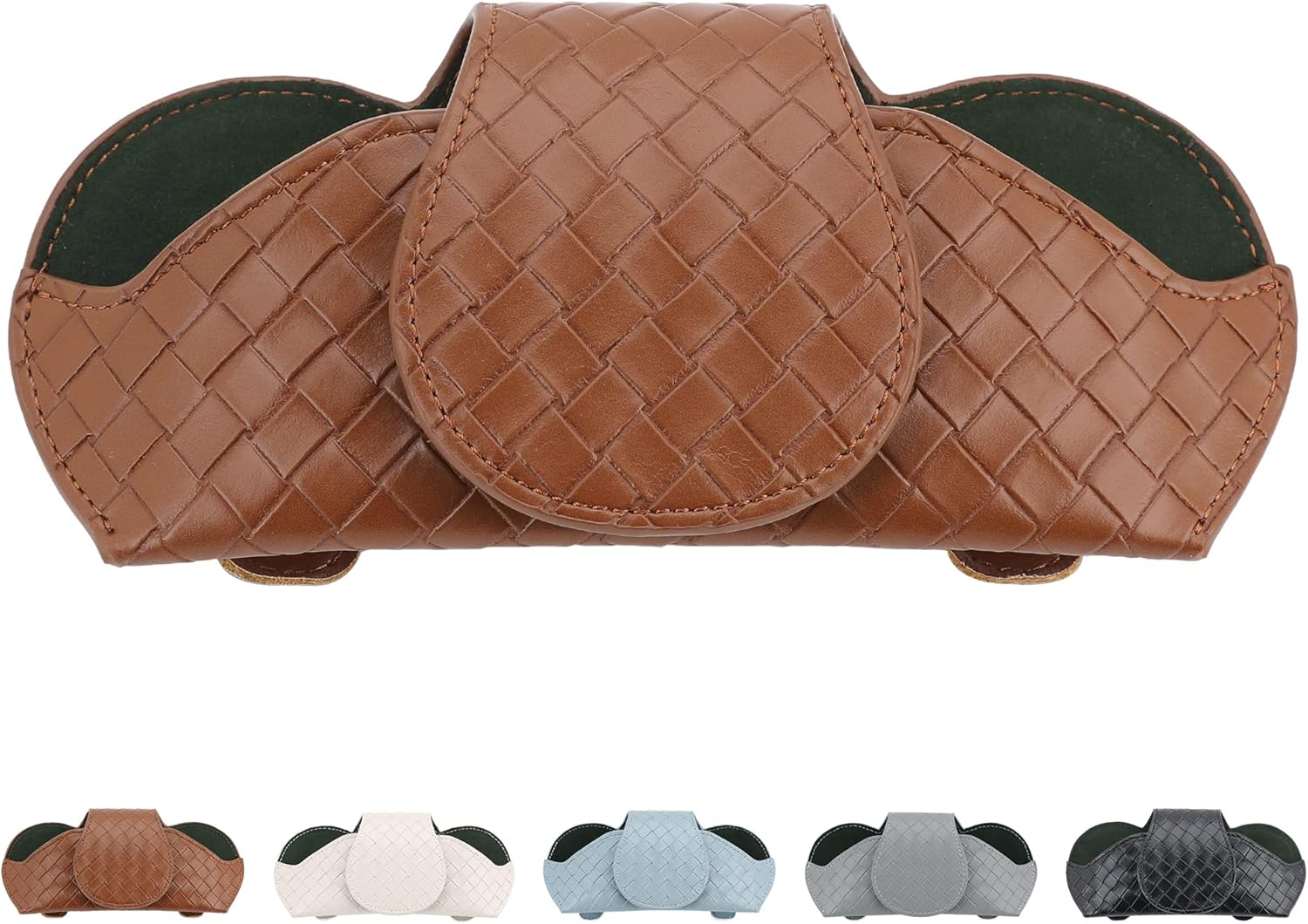 KINIVA Sunglass Holder for Visor - Leather Glasses Case with Clips for Interior Accessories - All Car Models
